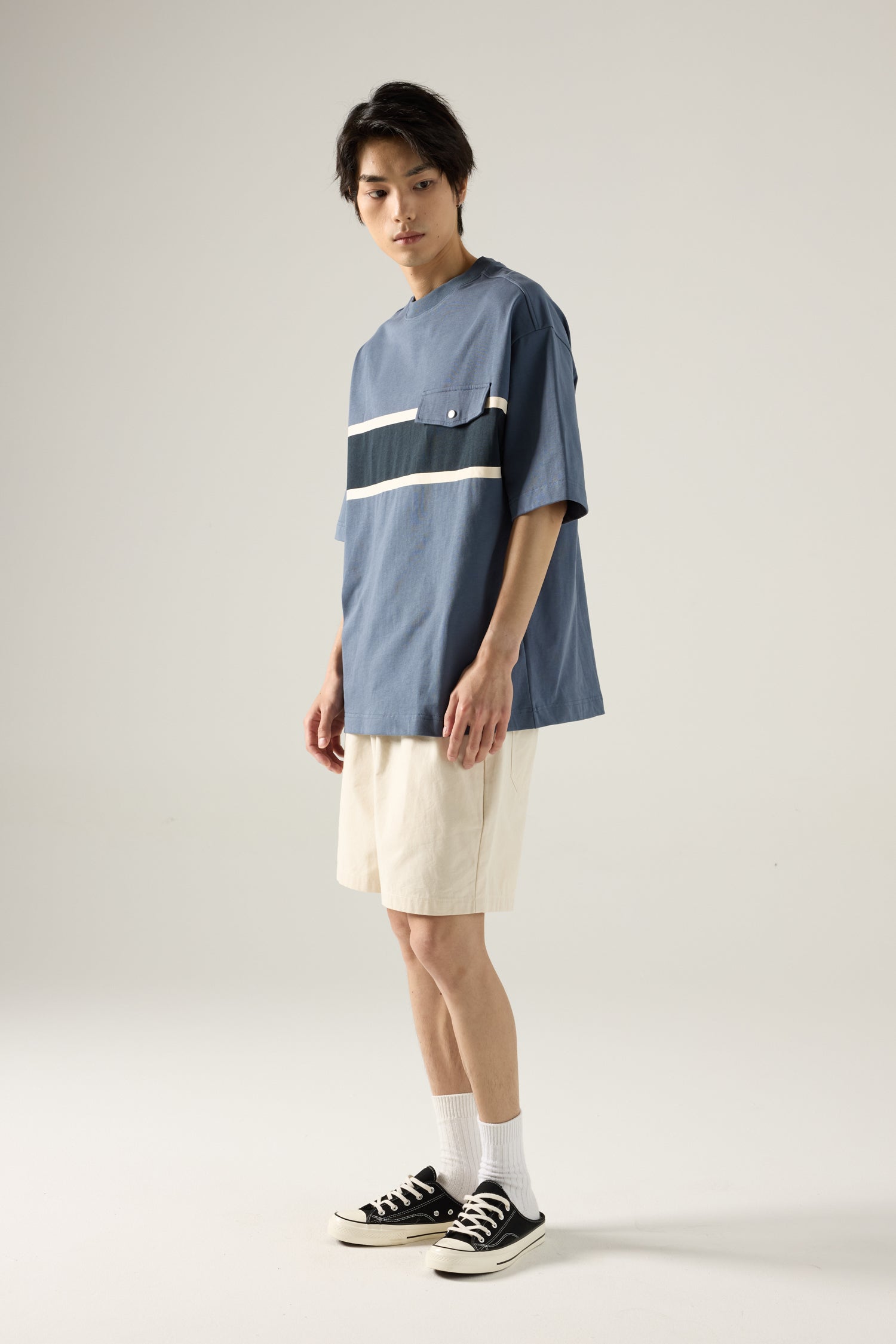 (C) Colourblock Utility Tee - Blue