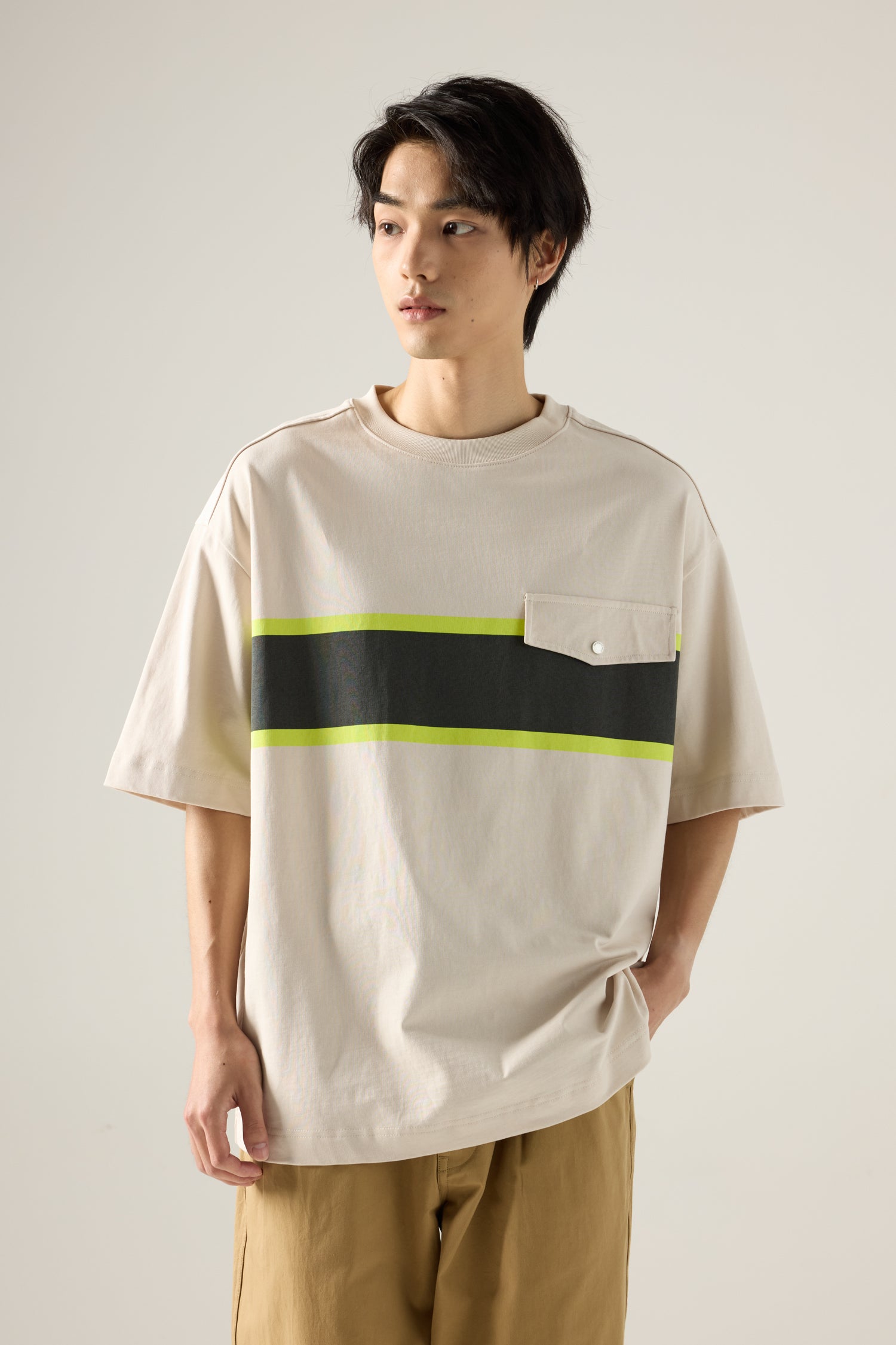 (C) Colourblock Utility Tee - Sand