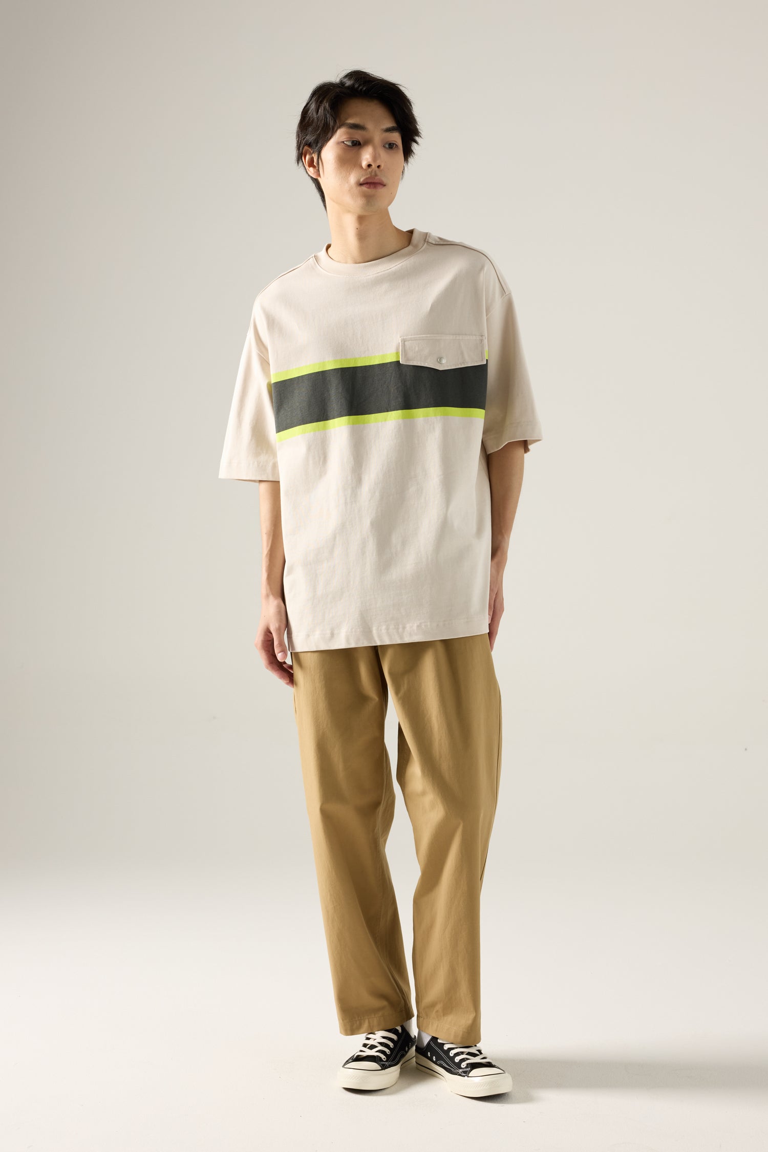 (C) Colourblock Utility Tee - Sand