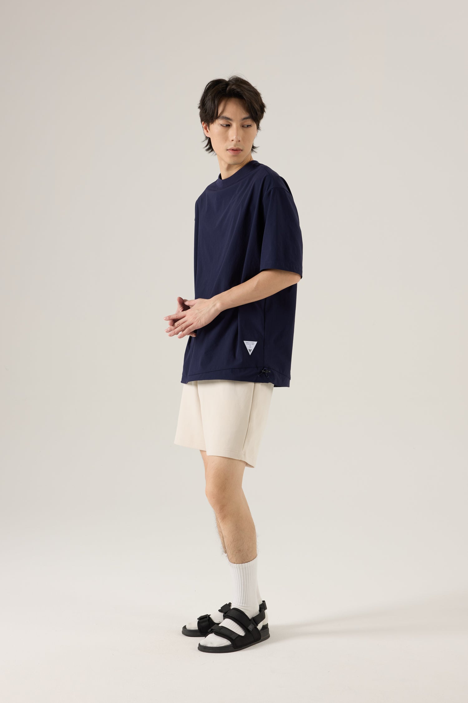 (C) Utility Panel Drawstring Tee - Navy