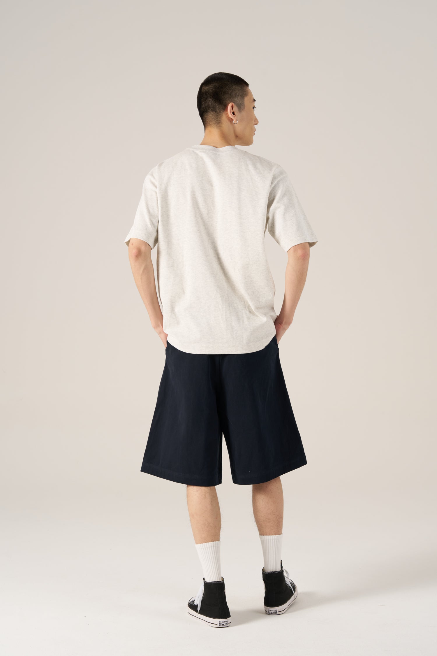 (B) Twill Jersey Denim Pocket Tee - Light Grey