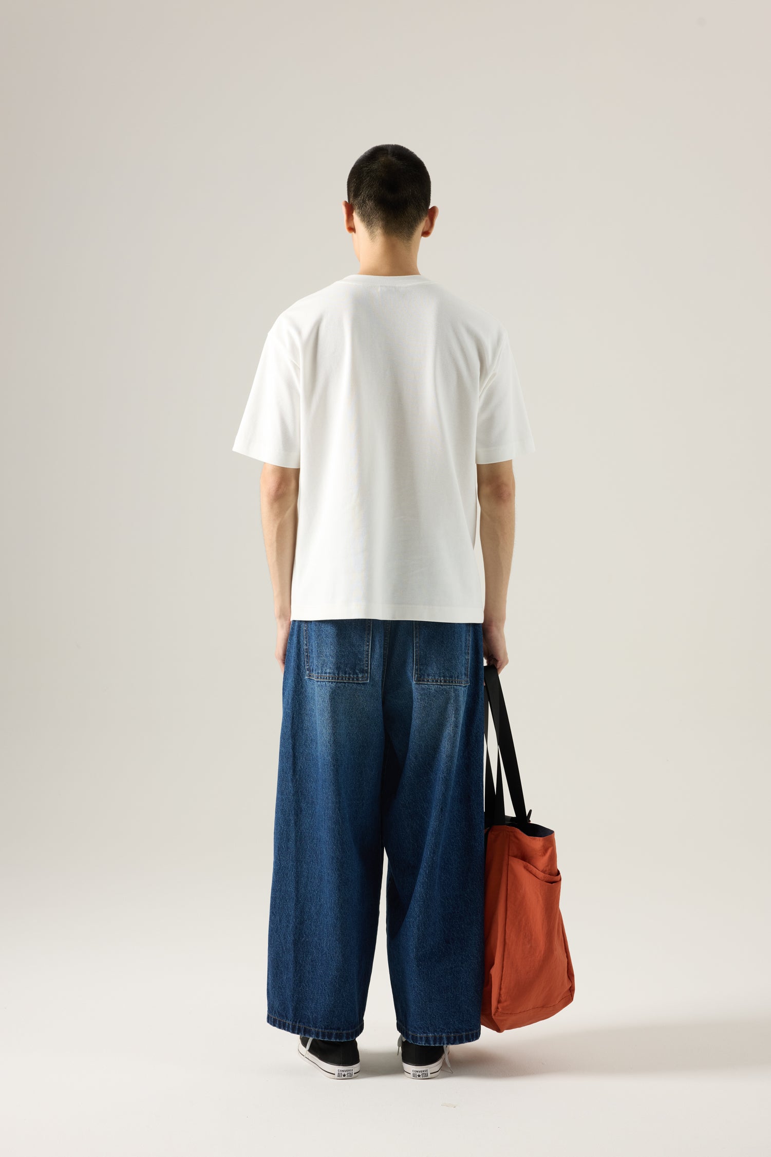 (B) Twill Jersey Denim Pocket Tee - Cream