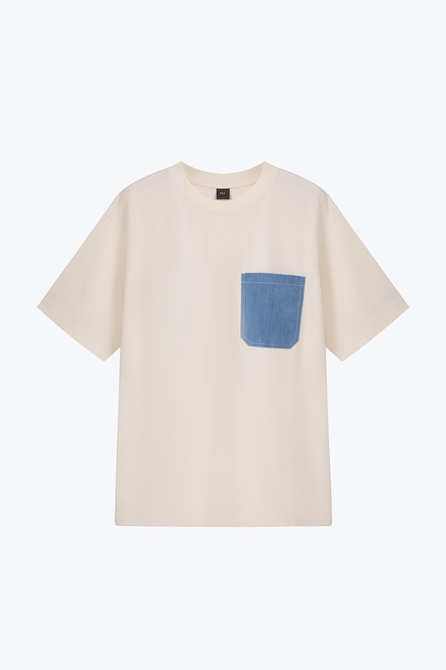 (B) Twill Jersey Denim Pocket Tee - Cream