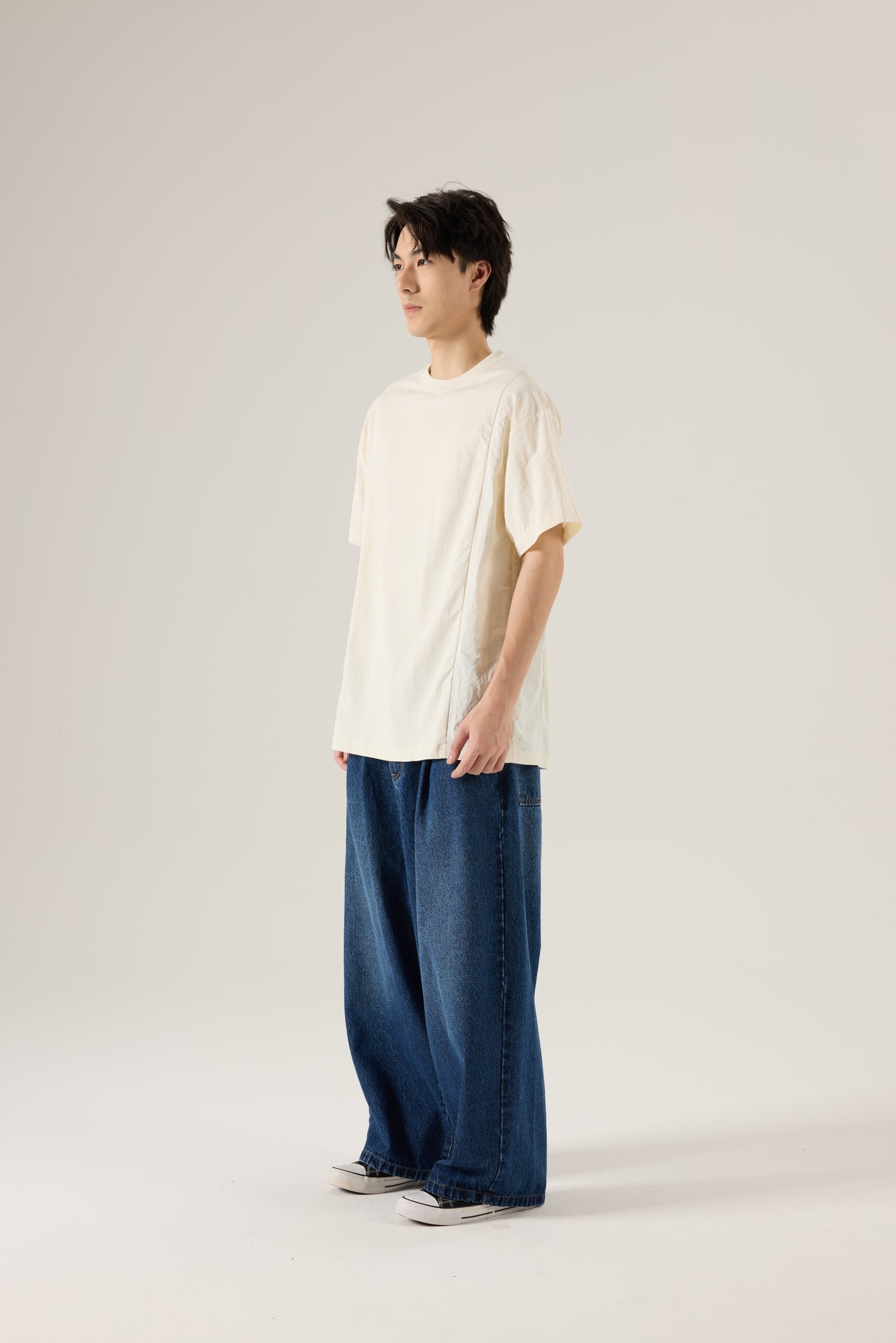 (C) Panelled Oversized Tee - Cream