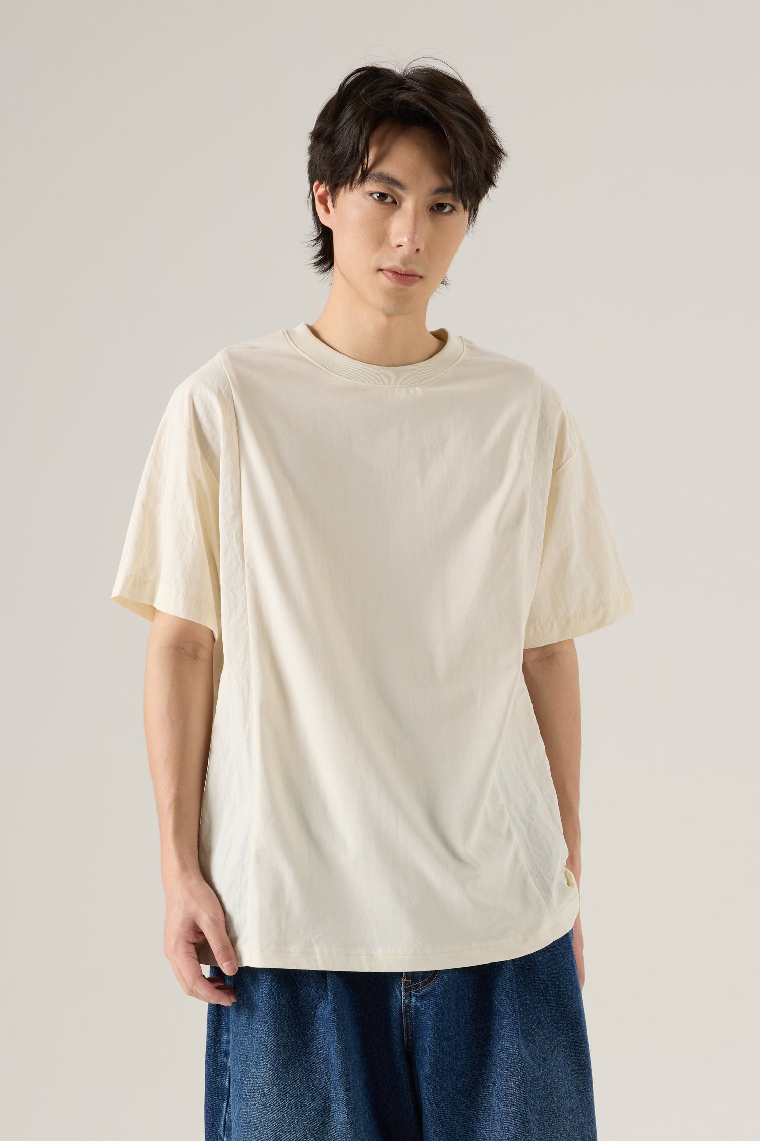 (C) Panelled Oversized Tee - Cream