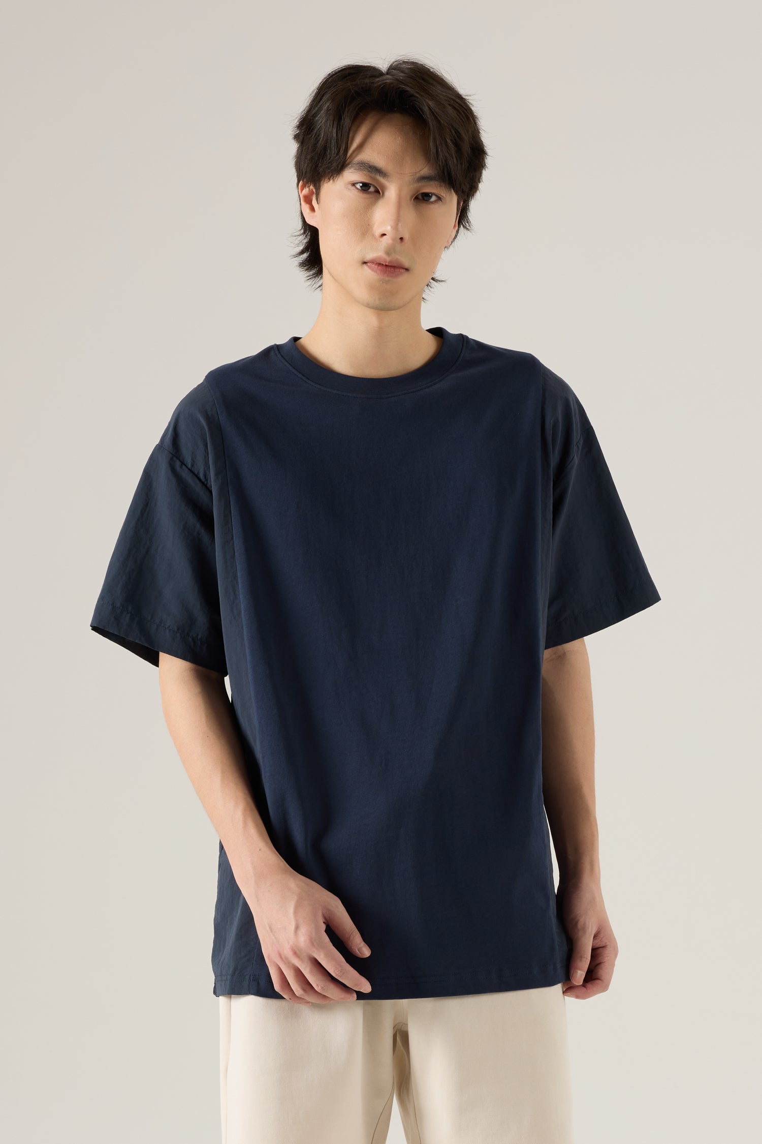 (C) Panelled Oversized Tee - Navy