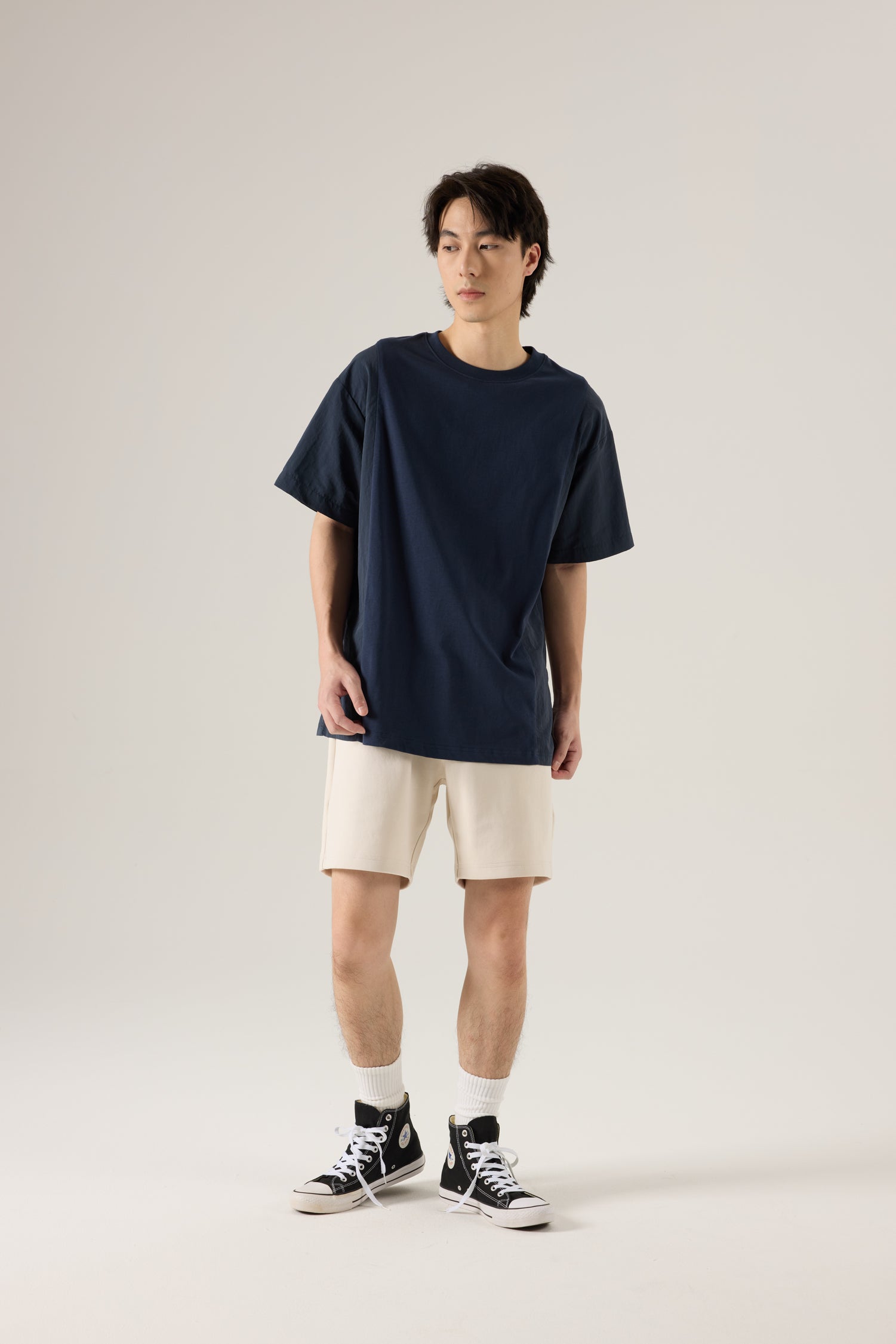 (C) Panelled Oversized Tee - Navy