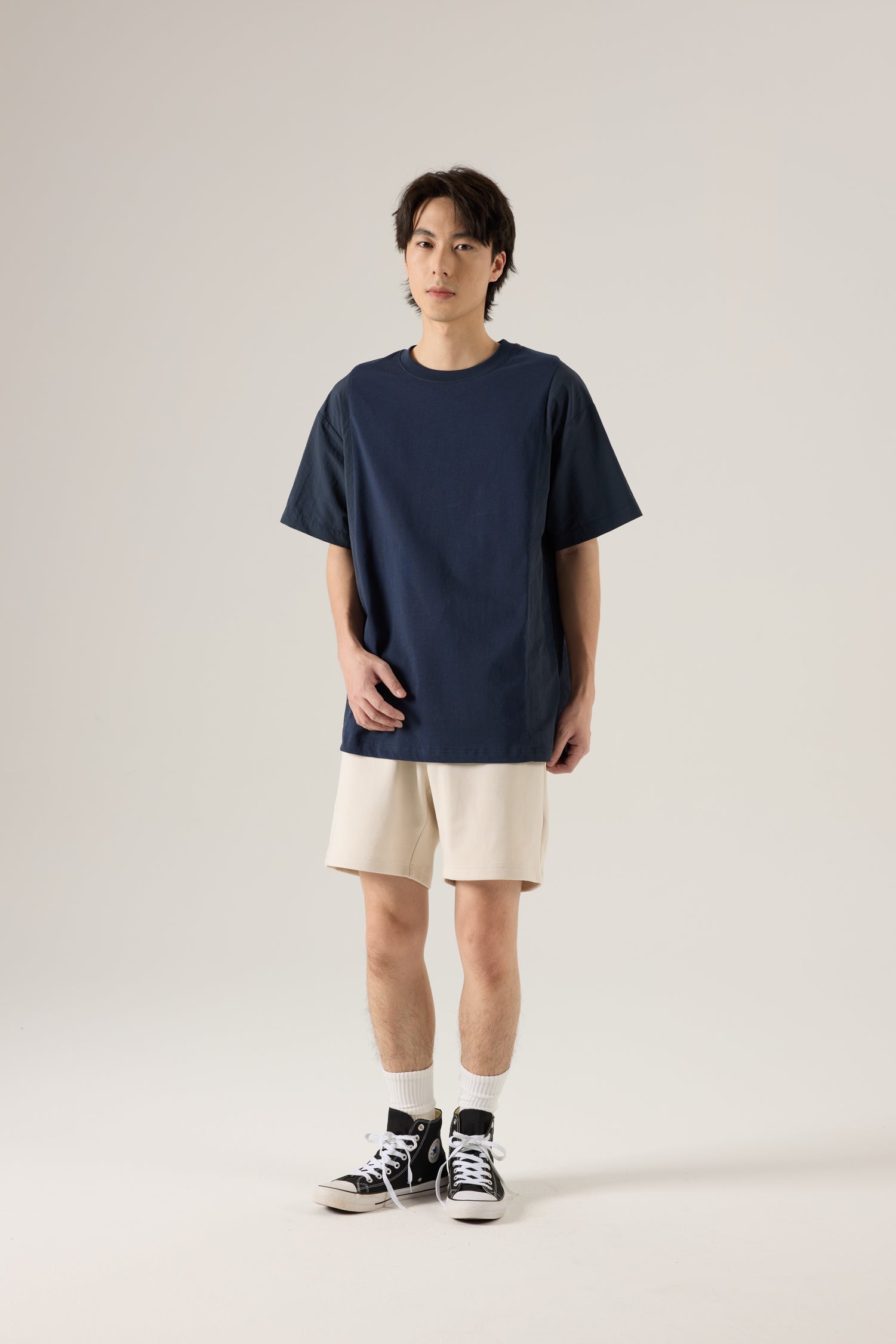 (C) Panelled Oversized Tee - Navy