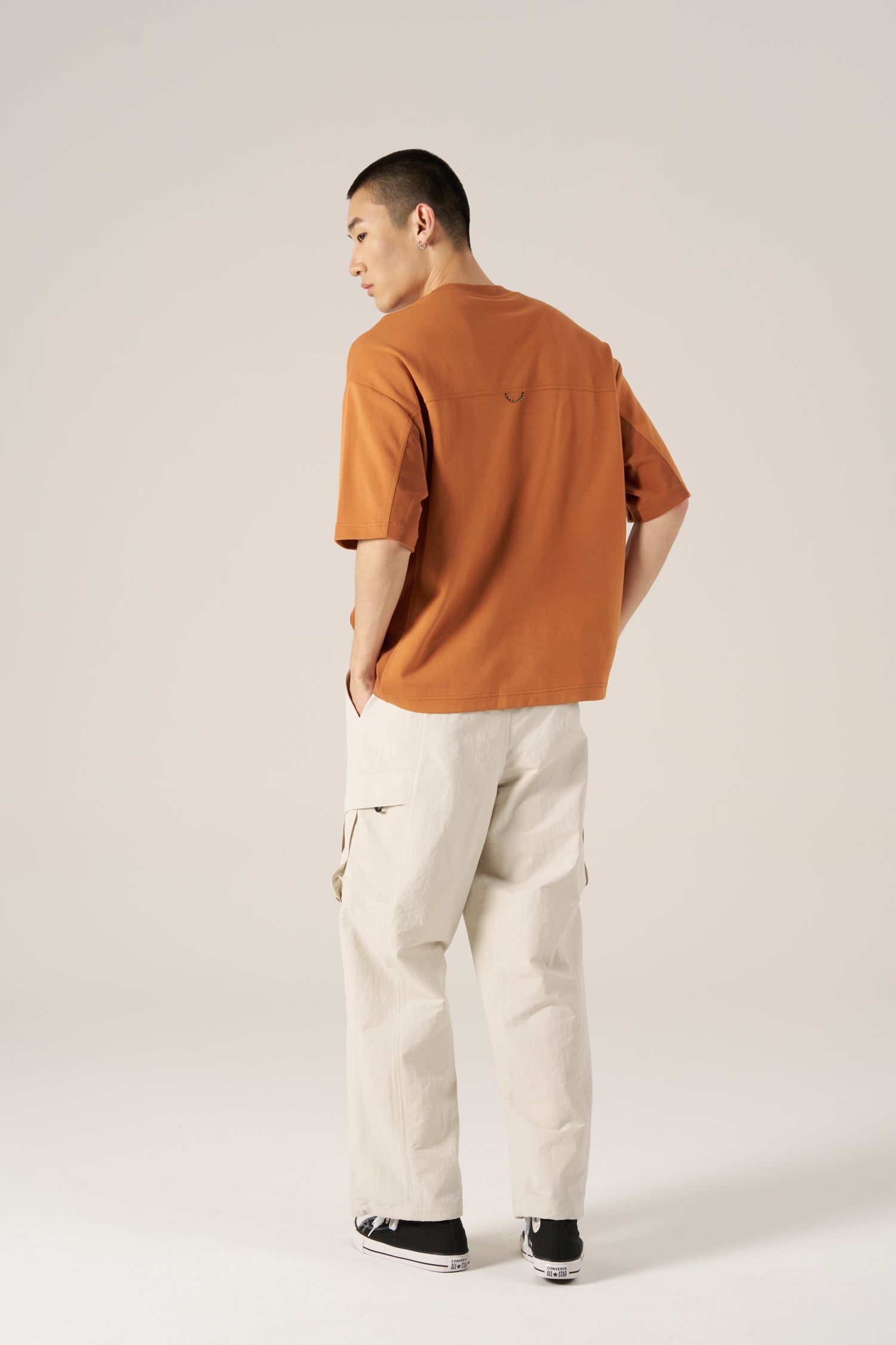 (C) Oversized Waffle Panel Tee - Cinnamon