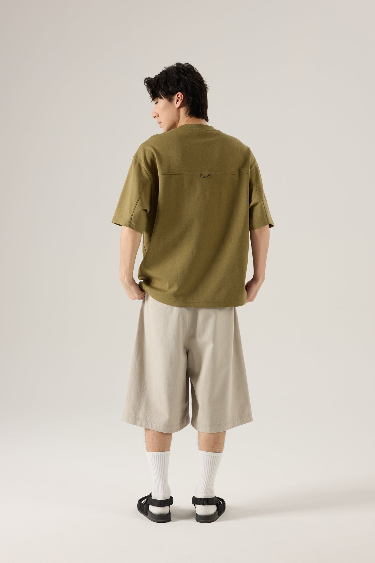 (C) Oversized Waffle Panel Tee - Olive