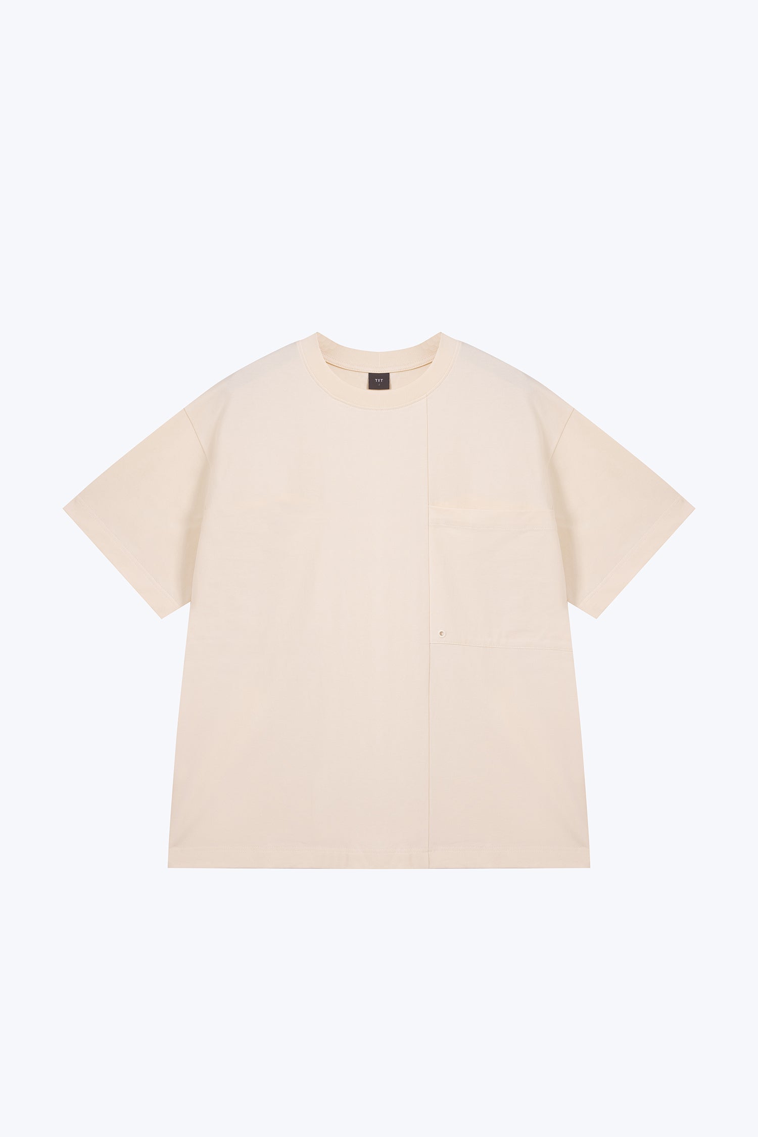 (C) Oversized Panel Pocket Tee - Cream