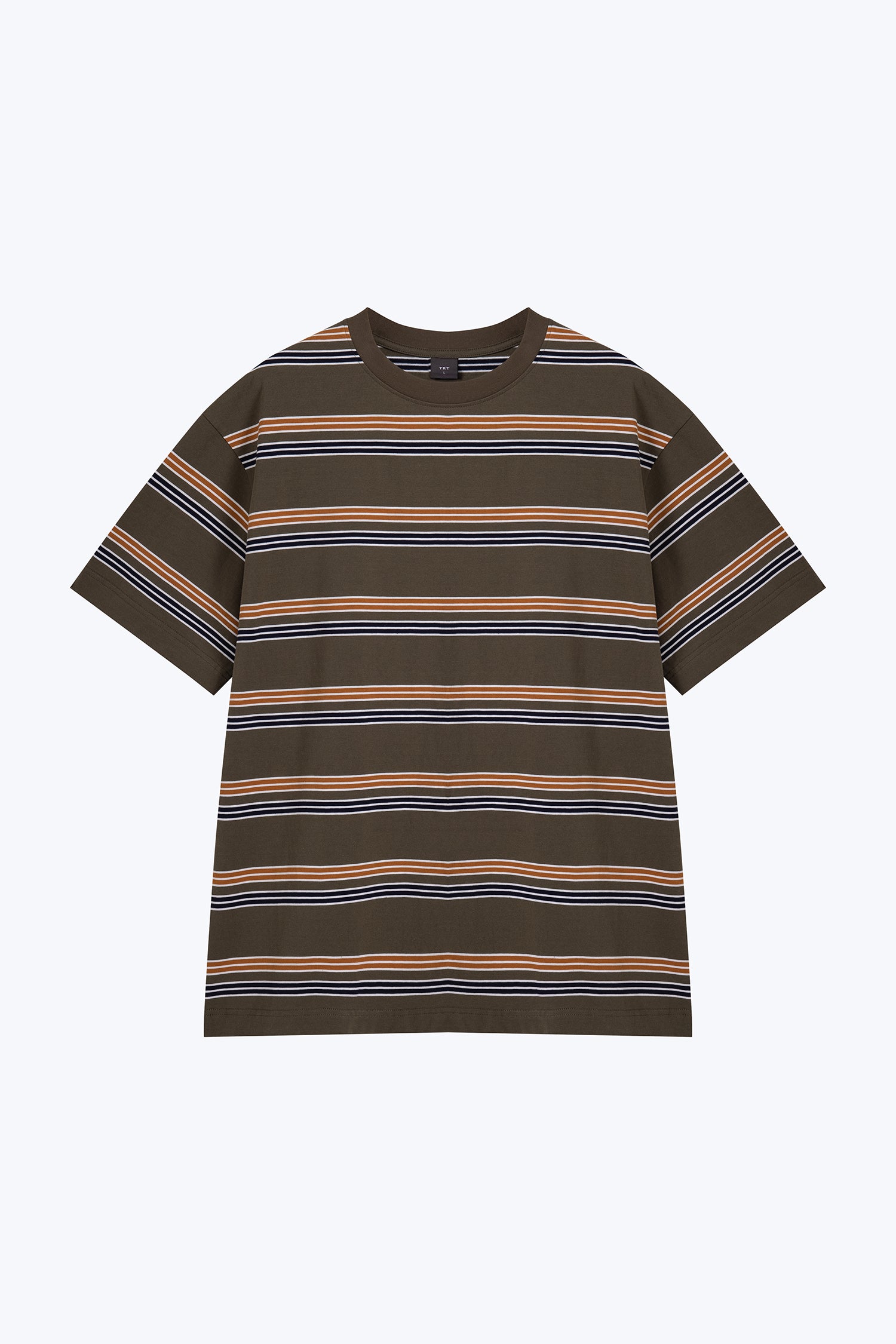 (C) Oversized Stripes Tee - Army Green Stripes