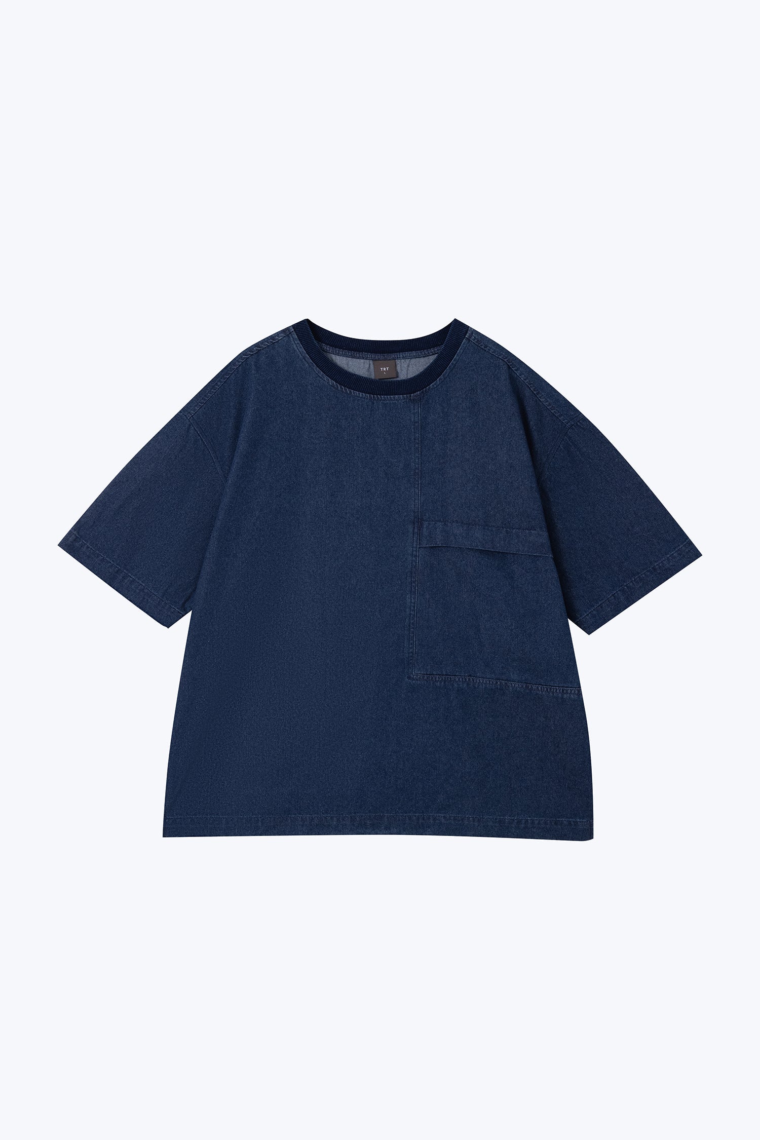(C) Oversized Denim Pocket Tee - Dark Denim