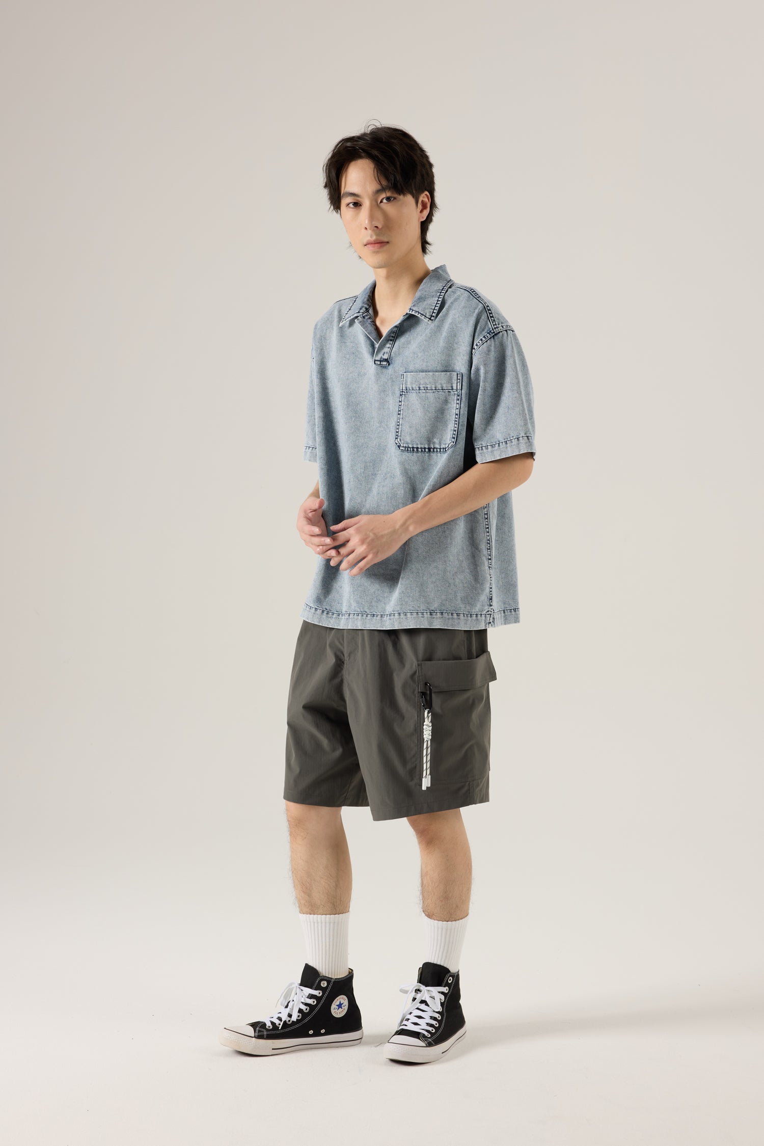 Denim Popover Oversized Shirt - Light Denim