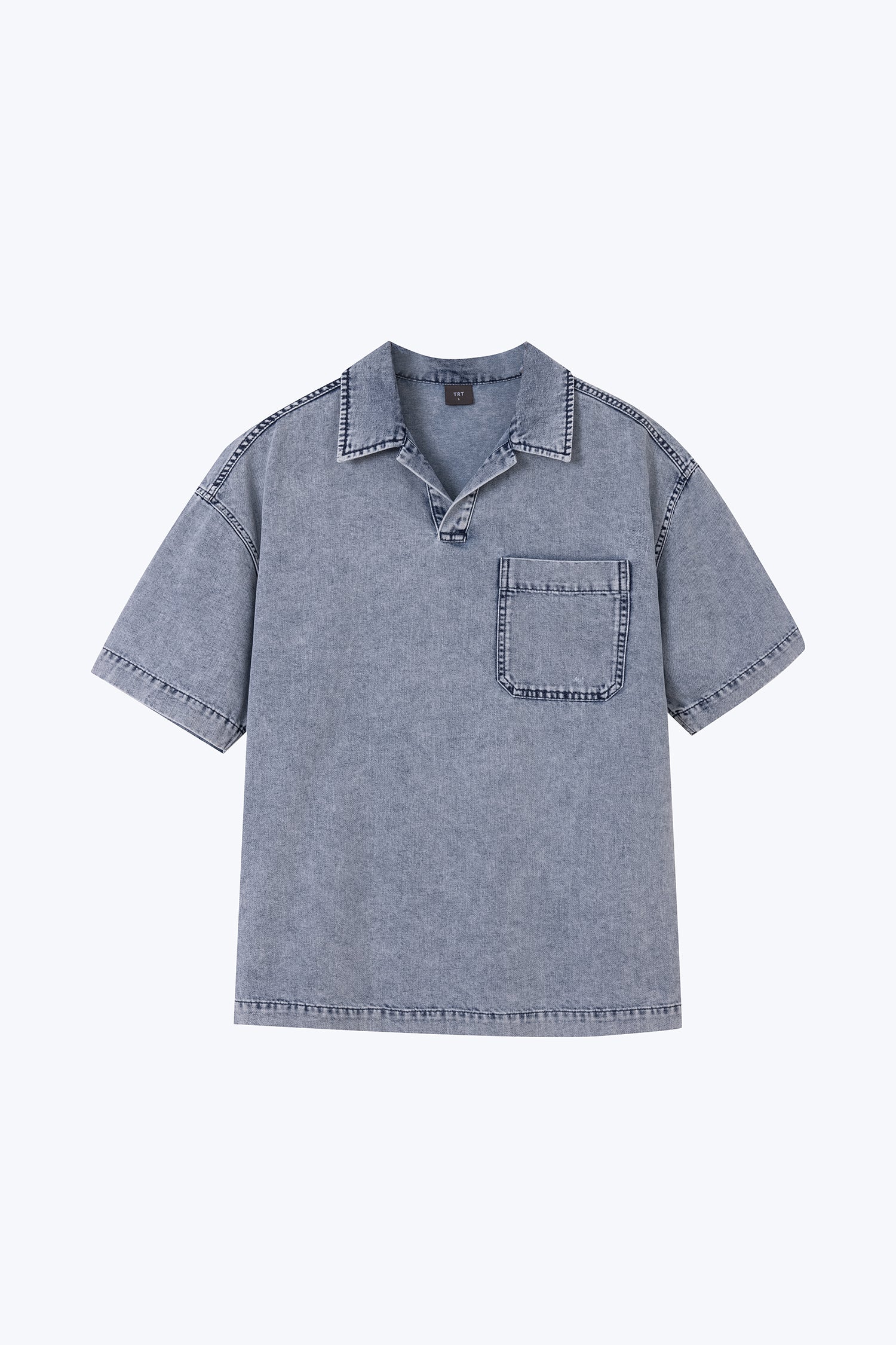 Denim Popover Oversized Shirt - Light Denim