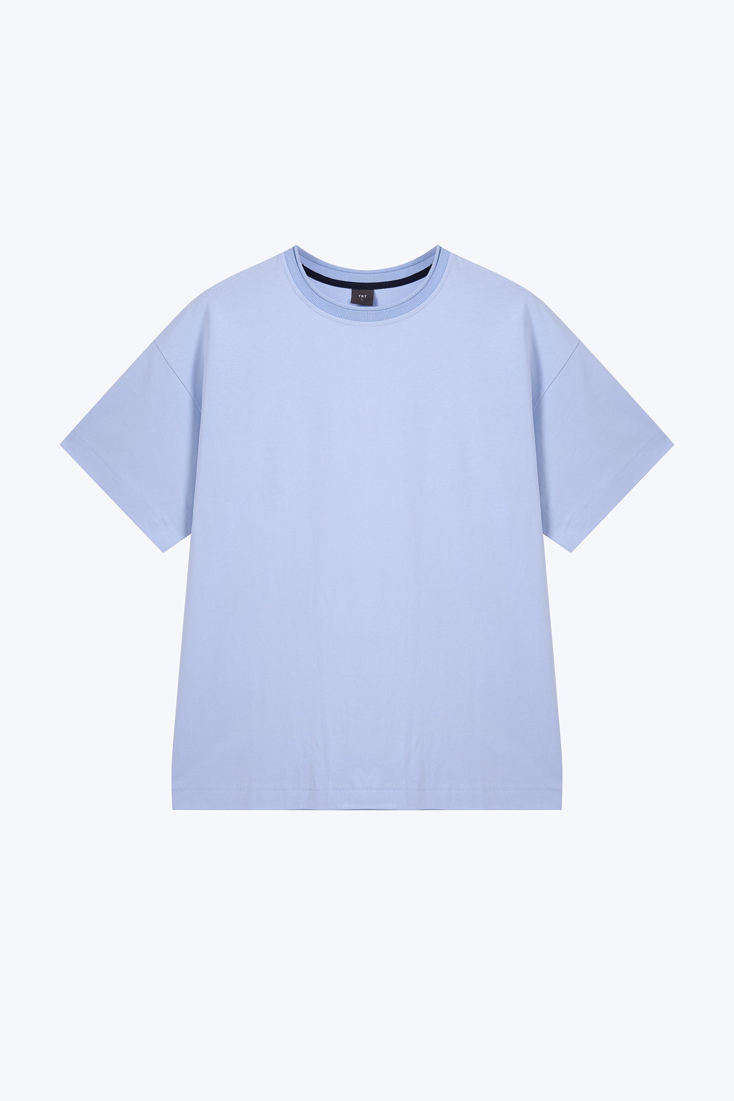 (C) Rolled Neckline Oversized Tee - Dusty Blue