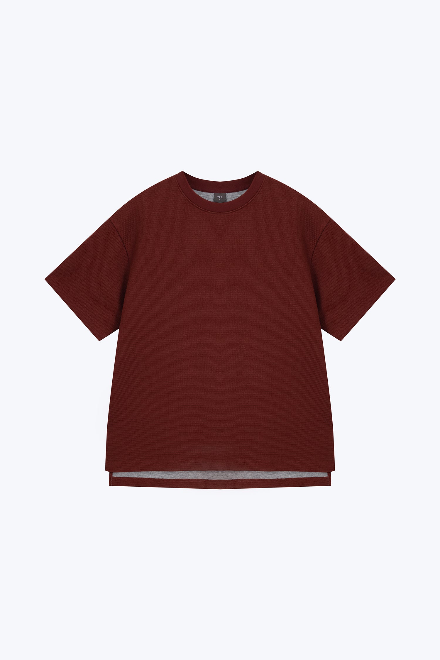 Textured Oversized Tee - Maroon