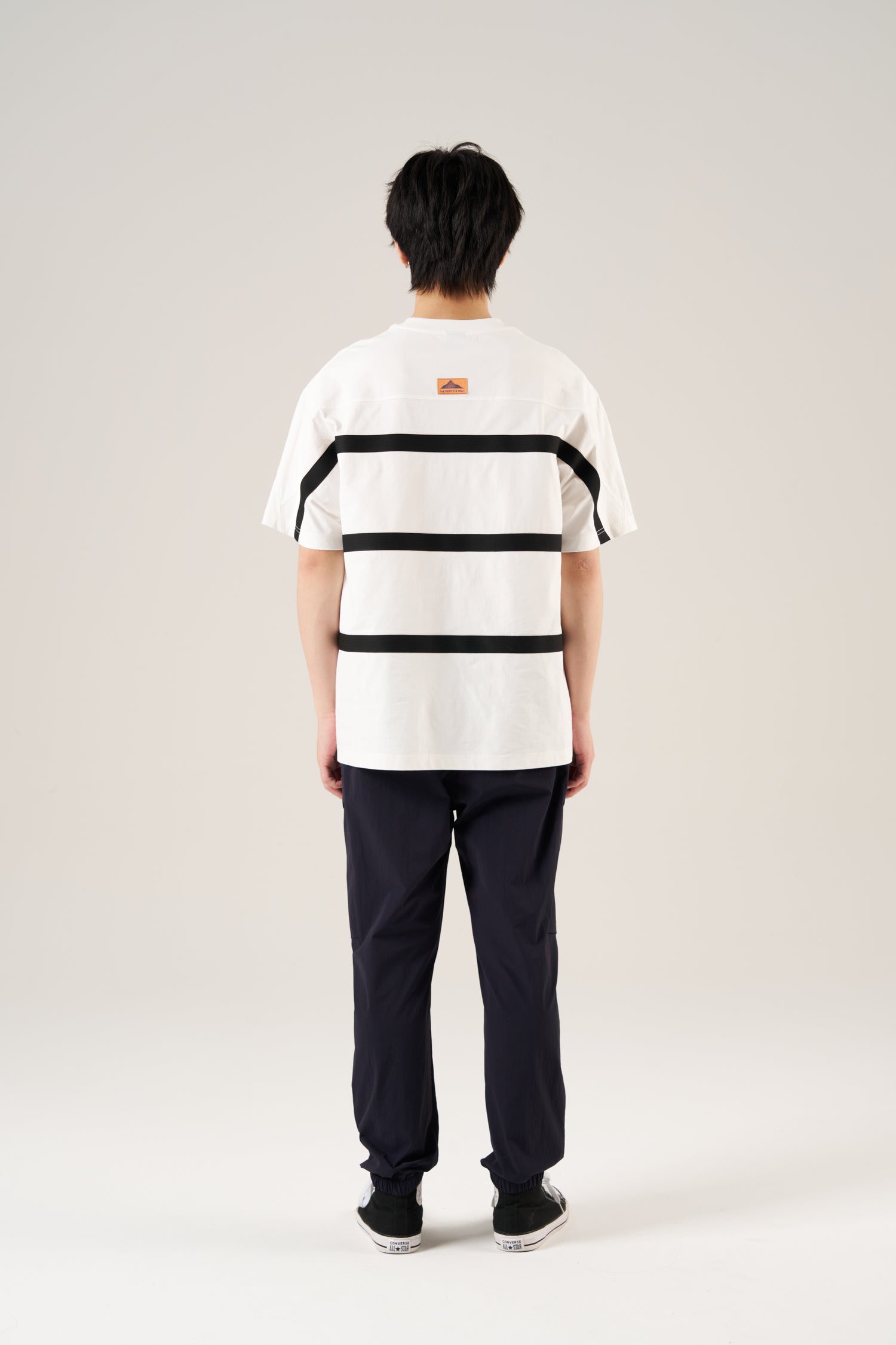 (C) Webbing Stripe Oversized Tee - Cream