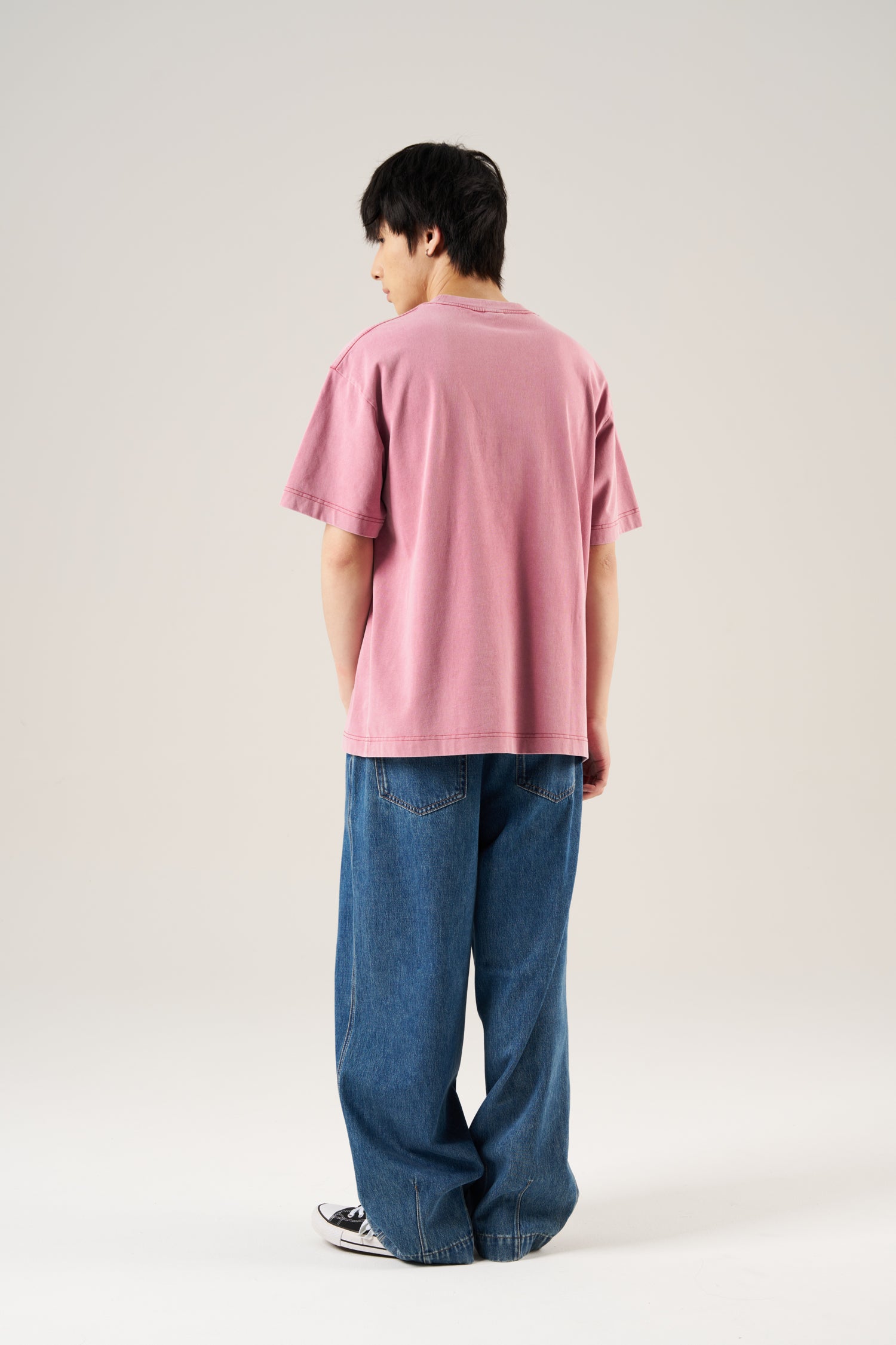 (C) Washed Pocket Oversized Tee - Rosewood
