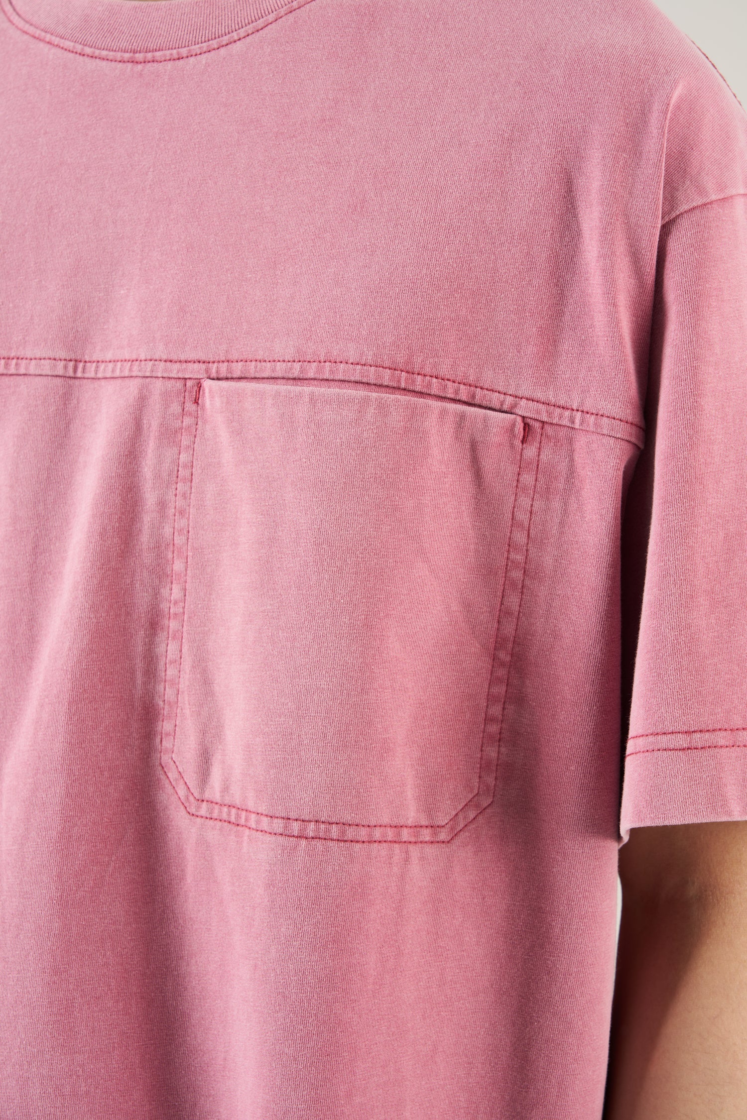(C) Washed Pocket Oversized Tee - Rosewood