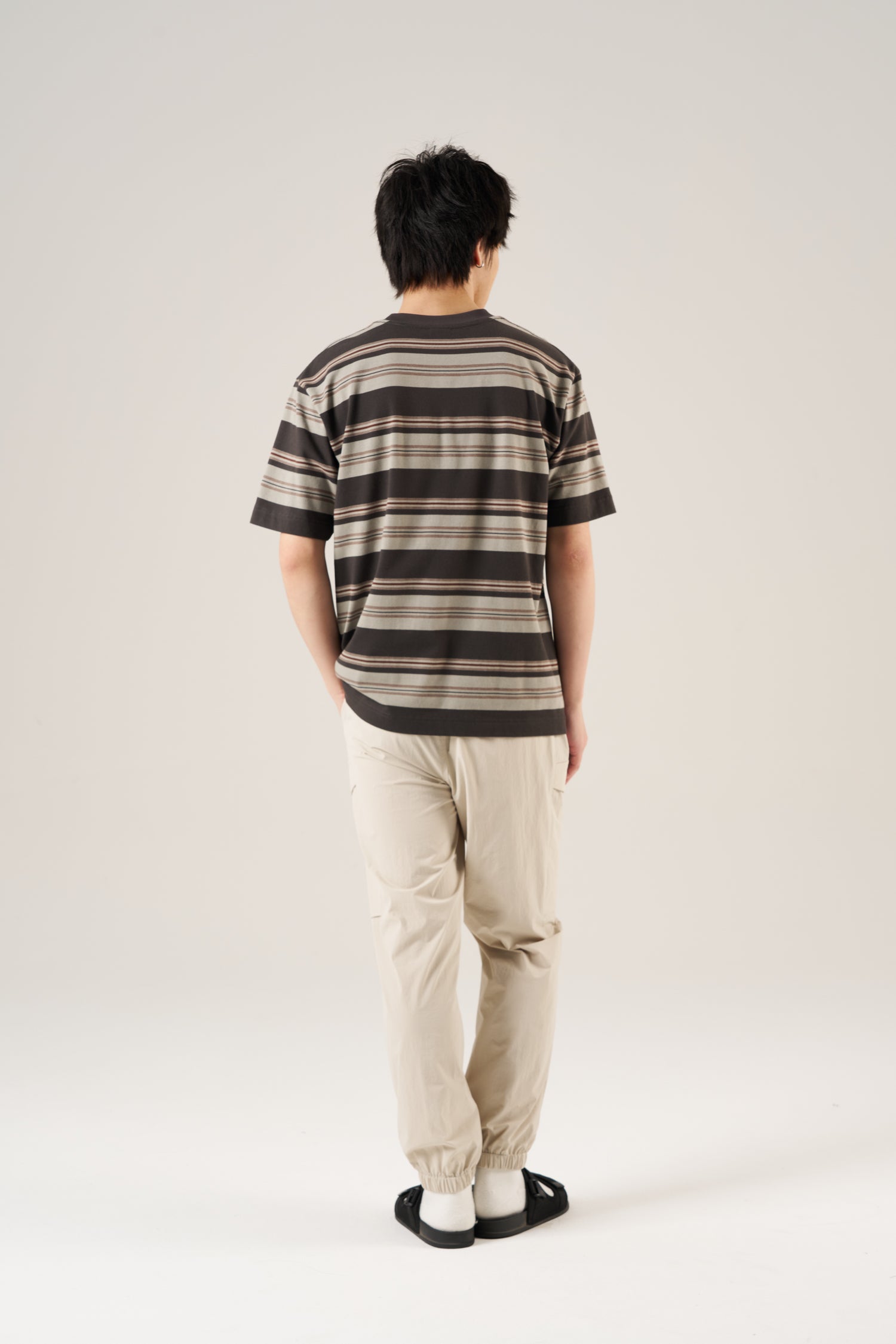 (B) Striped Pocket Tee - Stripes Grey