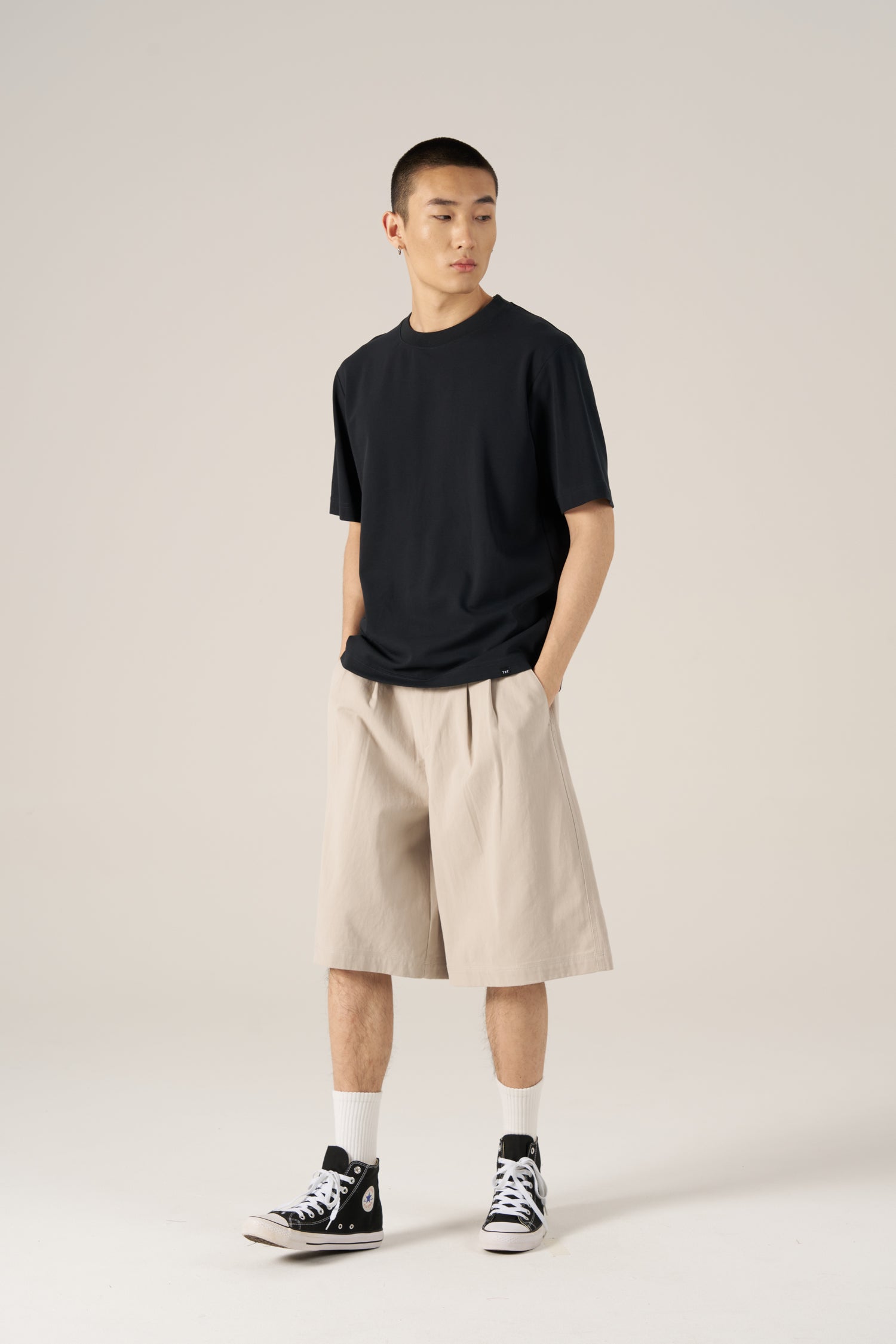 (A) Crew Neck Tee - Navy