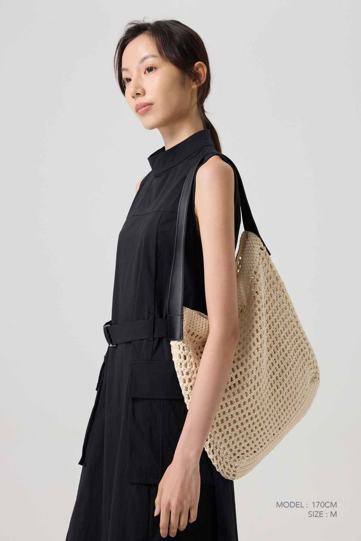 Crochet Tote Bag - Beige