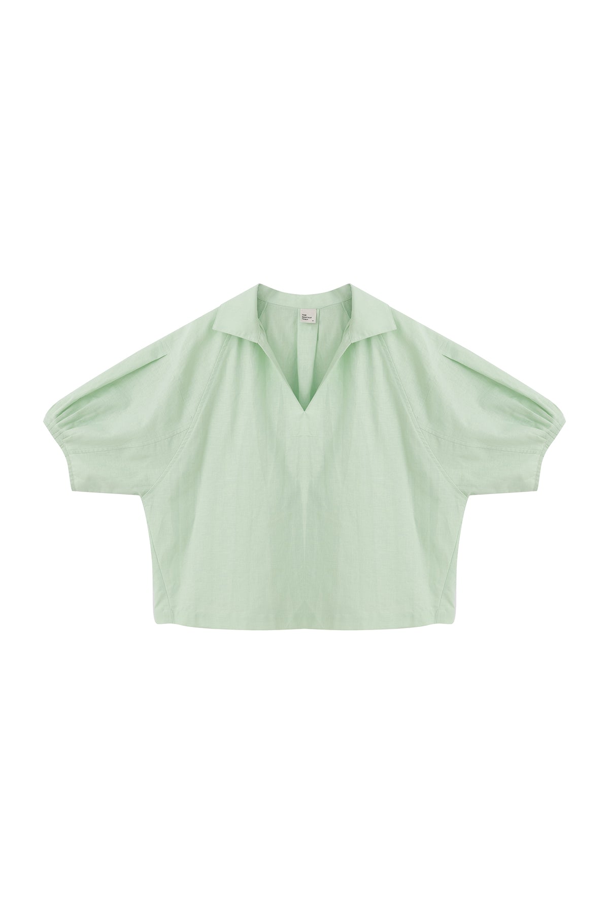 V-Neck Collared Blouse - Mint