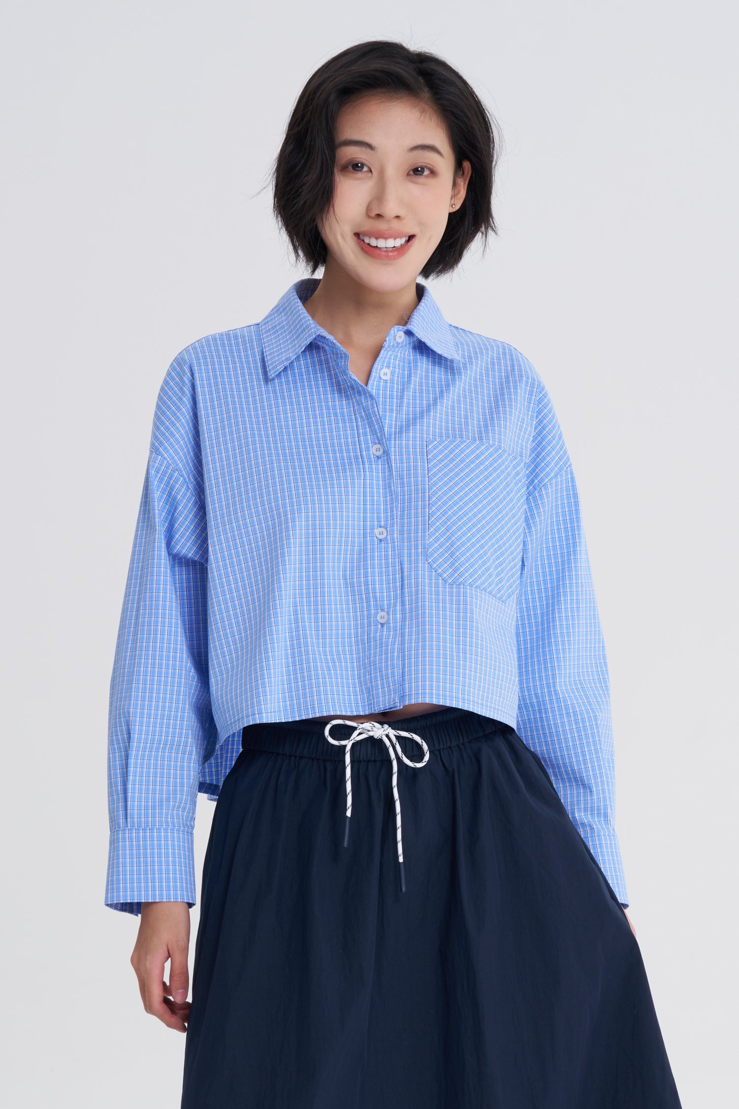 Checkered Long Sleeve Shirt - Checkered Blue – The Restyle Trait