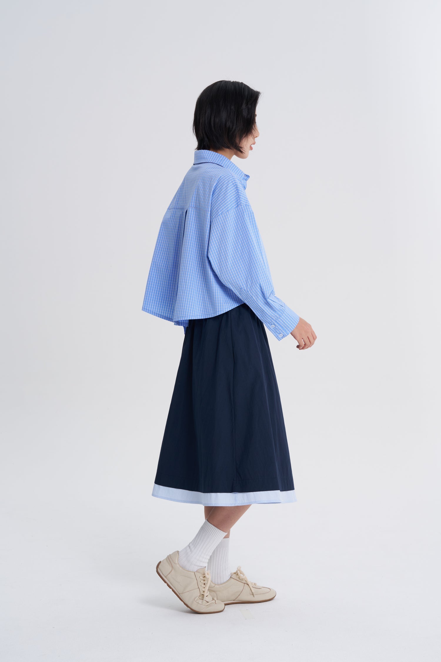 Checkered Long Sleeve Shirt - Checkered Blue