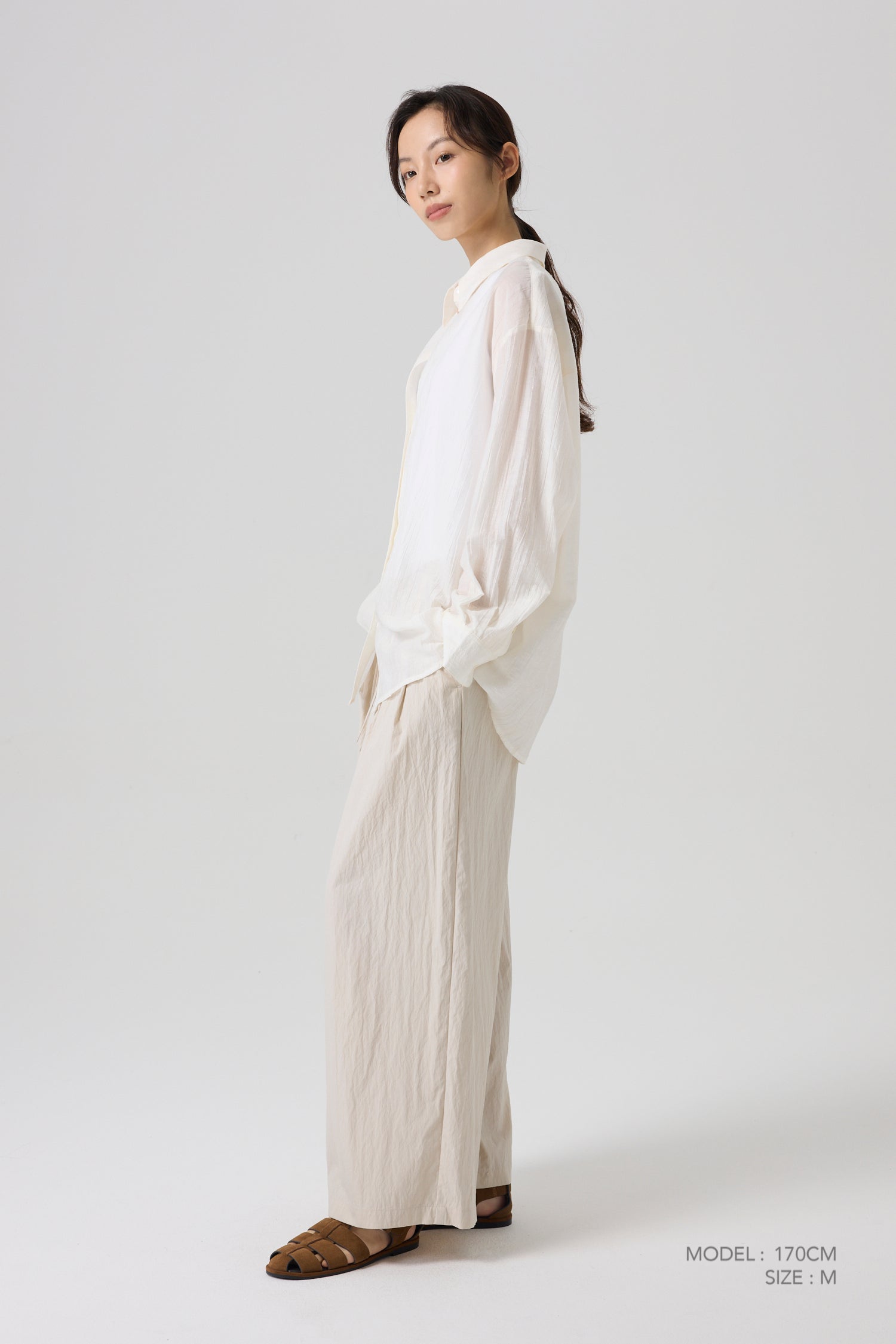 Button Up Long Sleeve Blouse - Cream