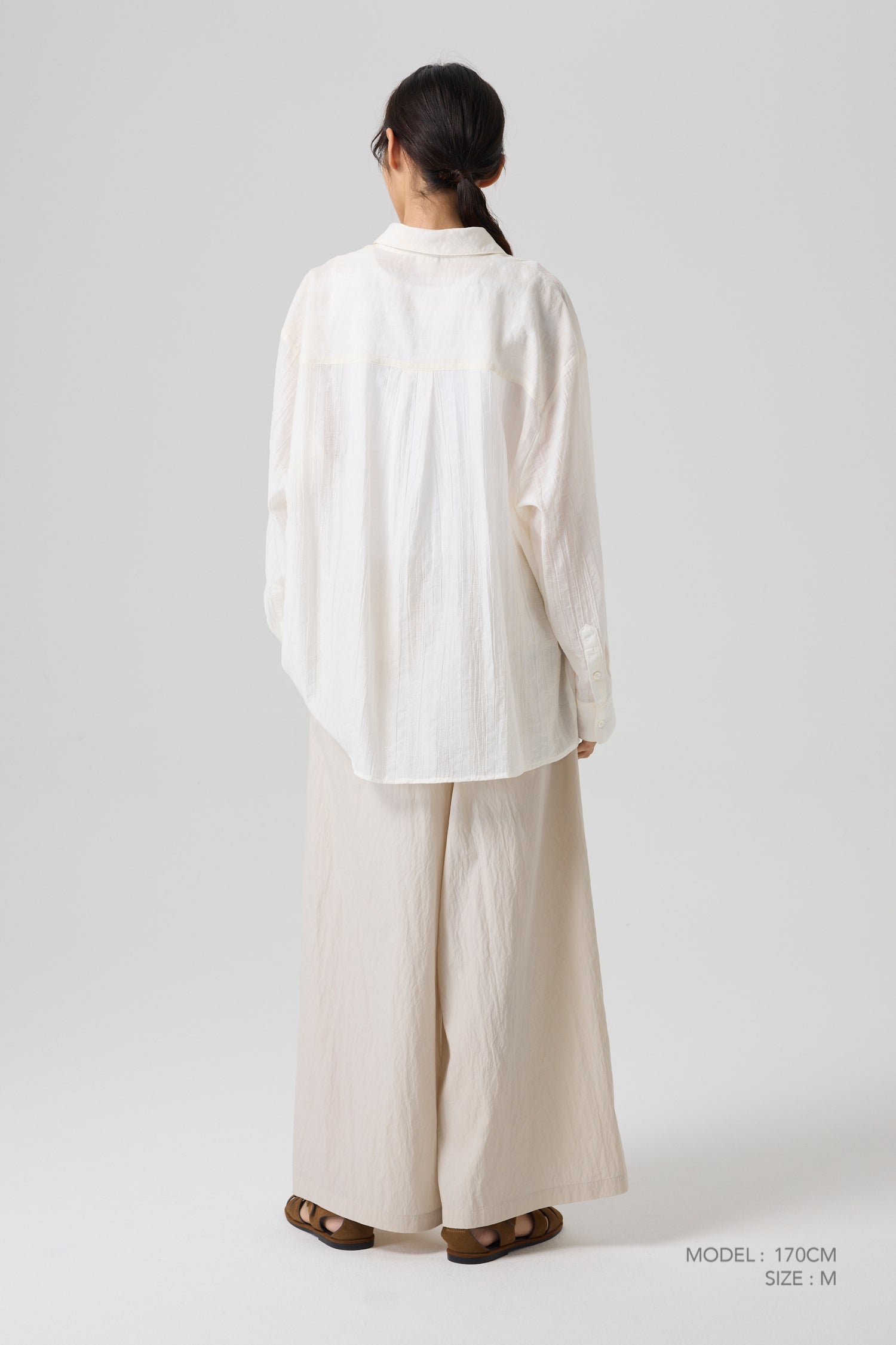 Button Up Long Sleeve Blouse - Cream