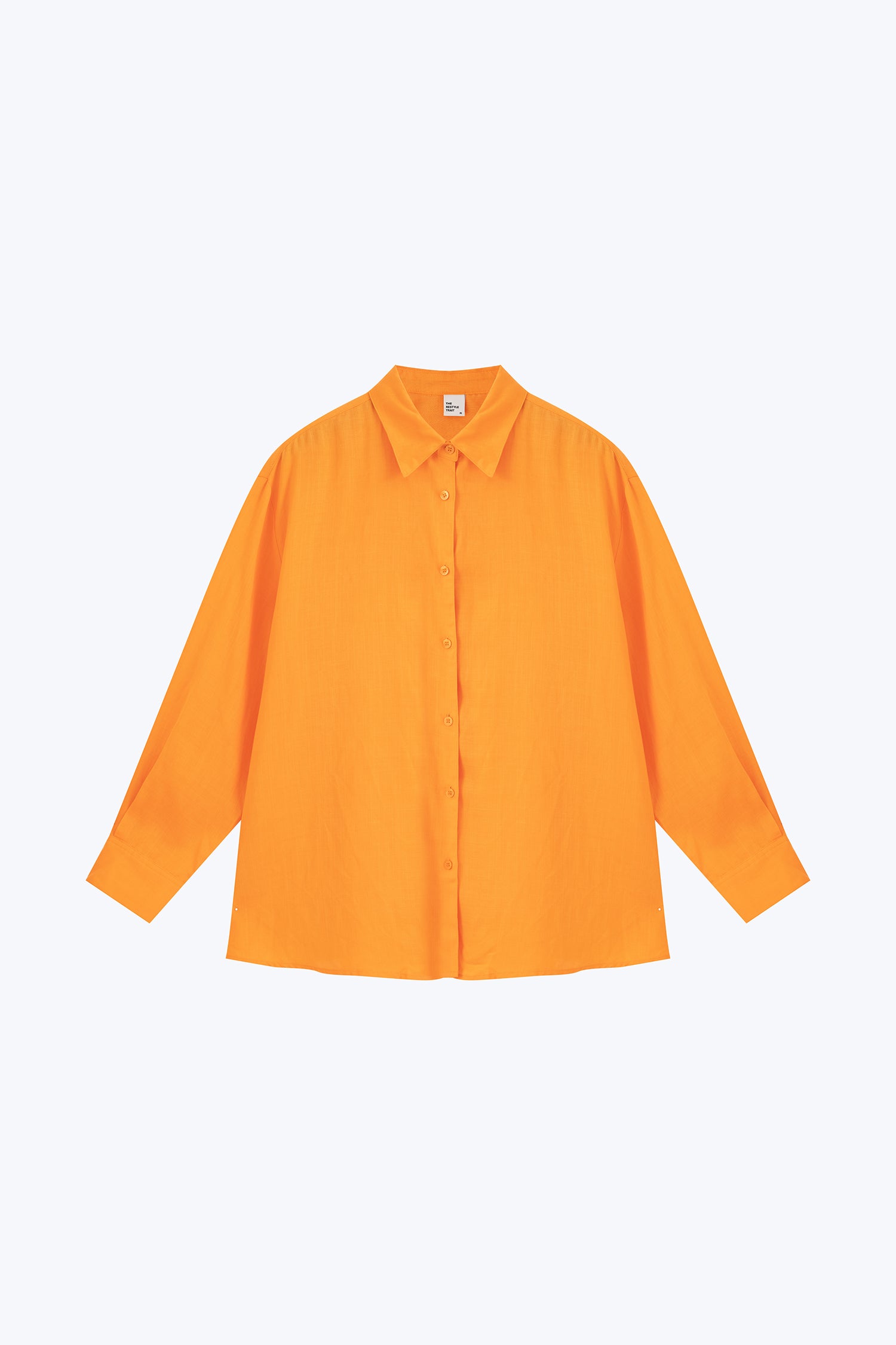 Button Up Long Sleeve Blouse - Orange