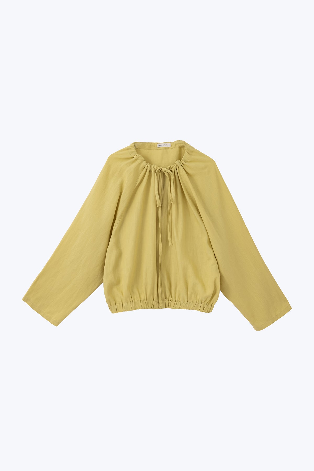 Drawstring Collar Blouse - Lime