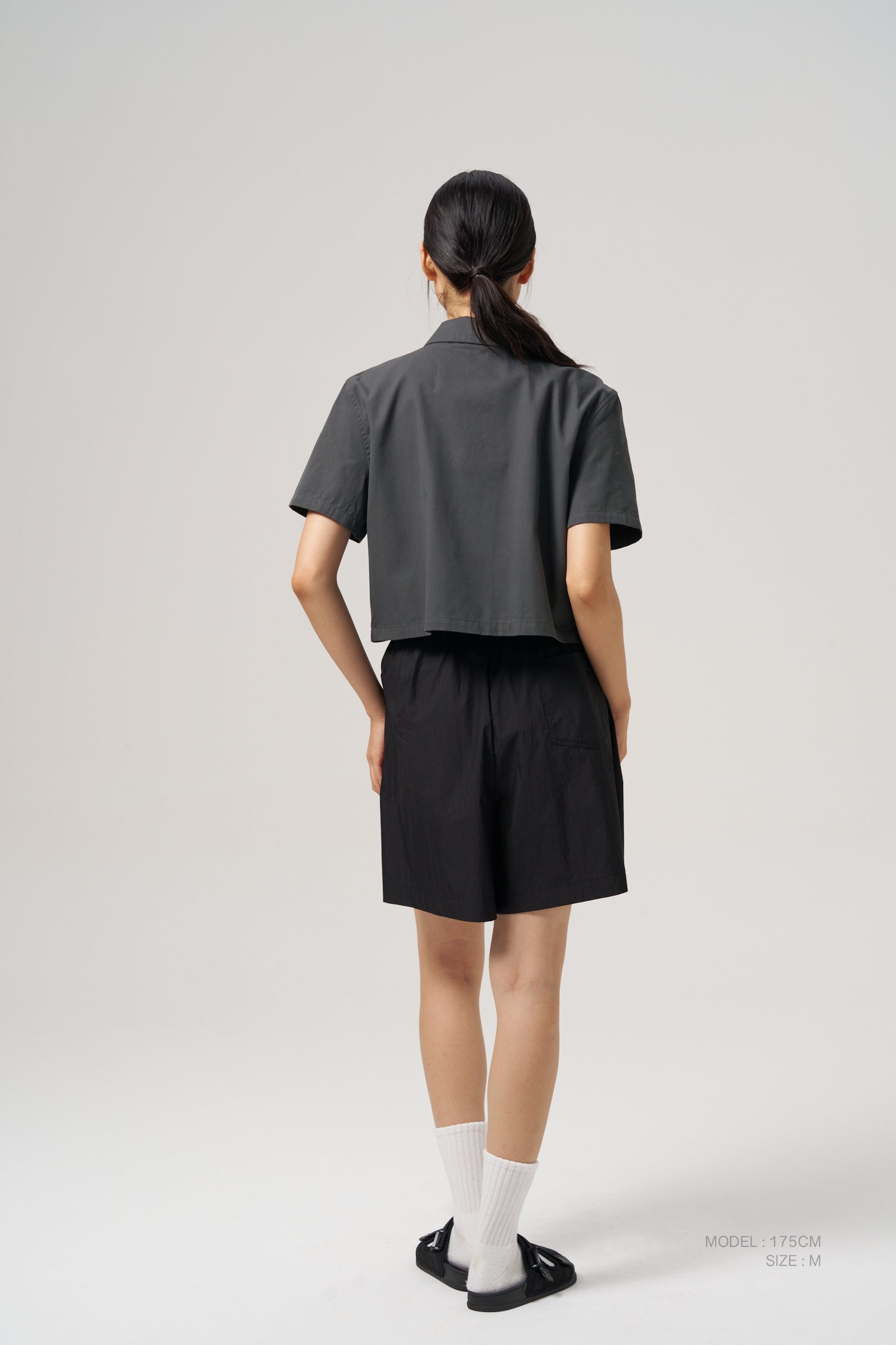 Snap Button Blouse - Charcoal