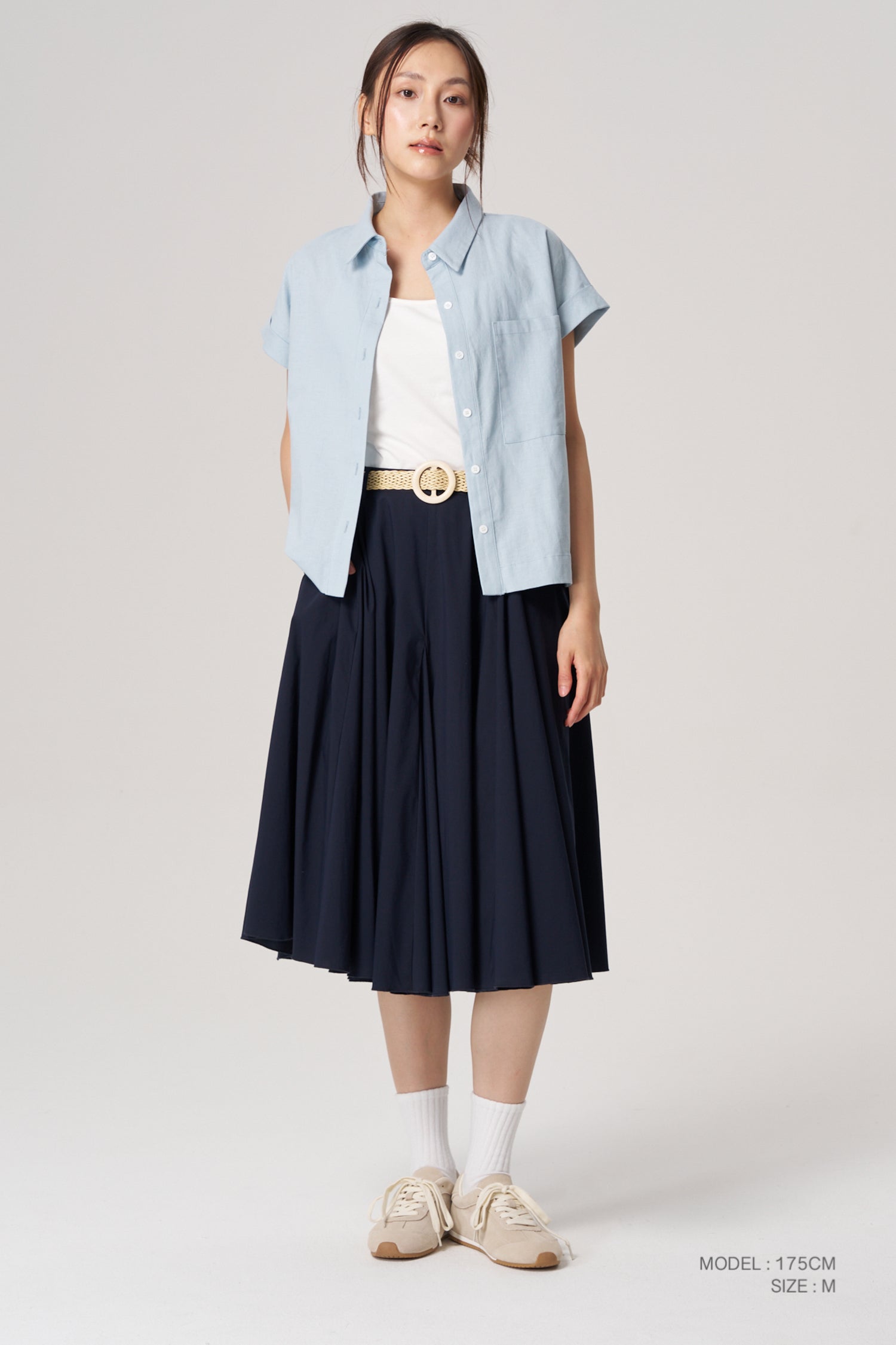 Roll Up Cuff Blouse - Dusty Blue