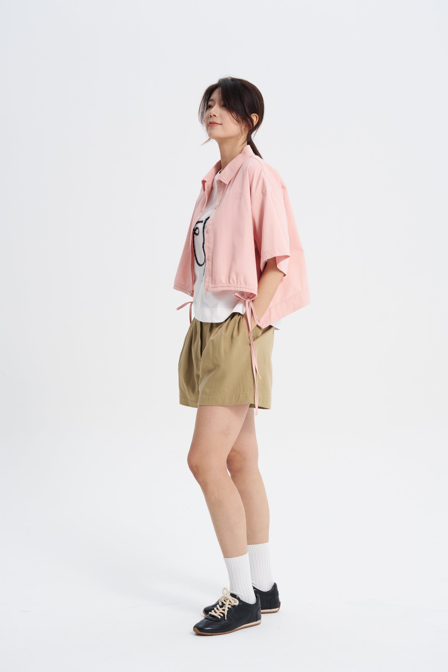 Drawstring Hem Blouse -  Blush