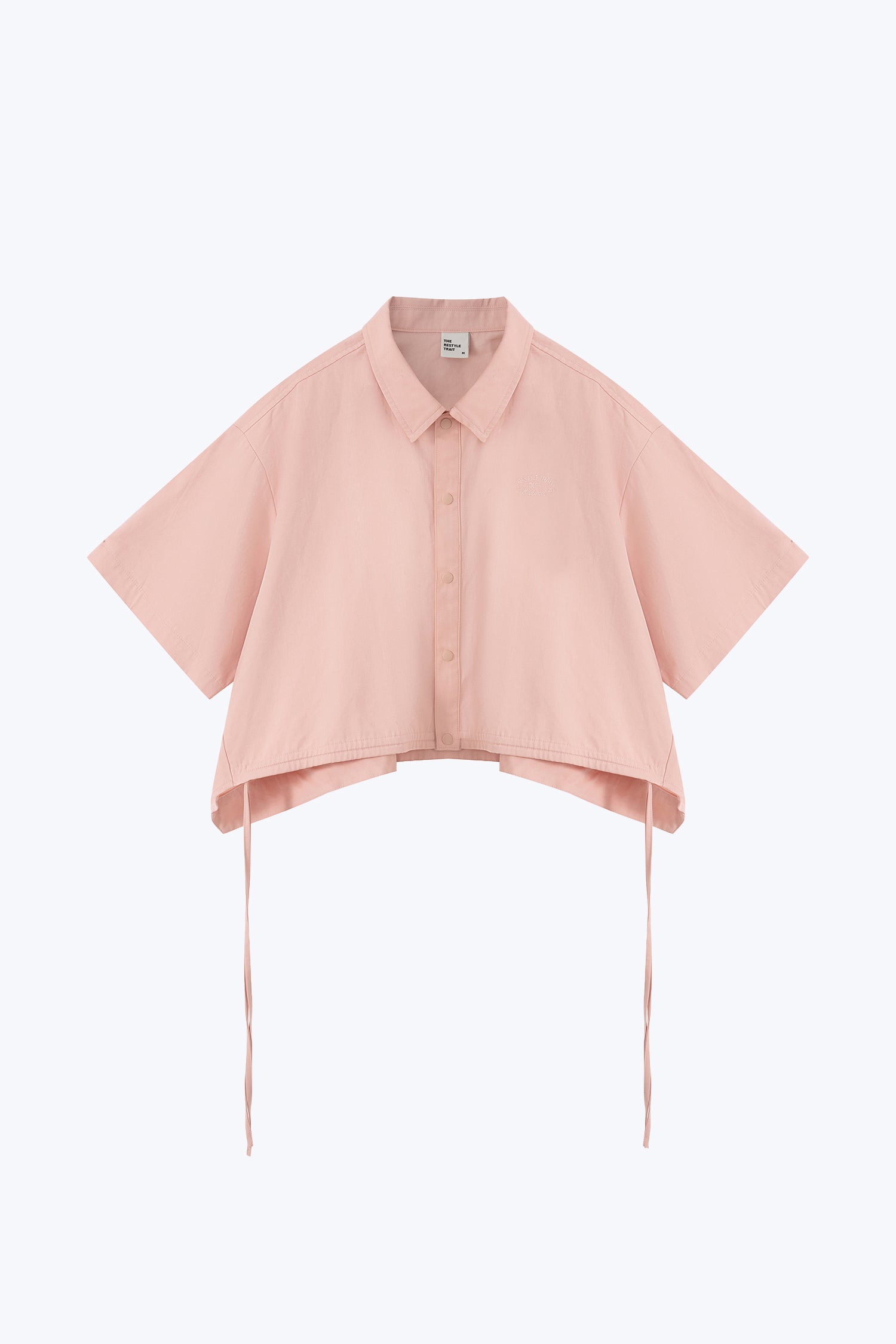 Drawstring Hem Blouse -  Blush