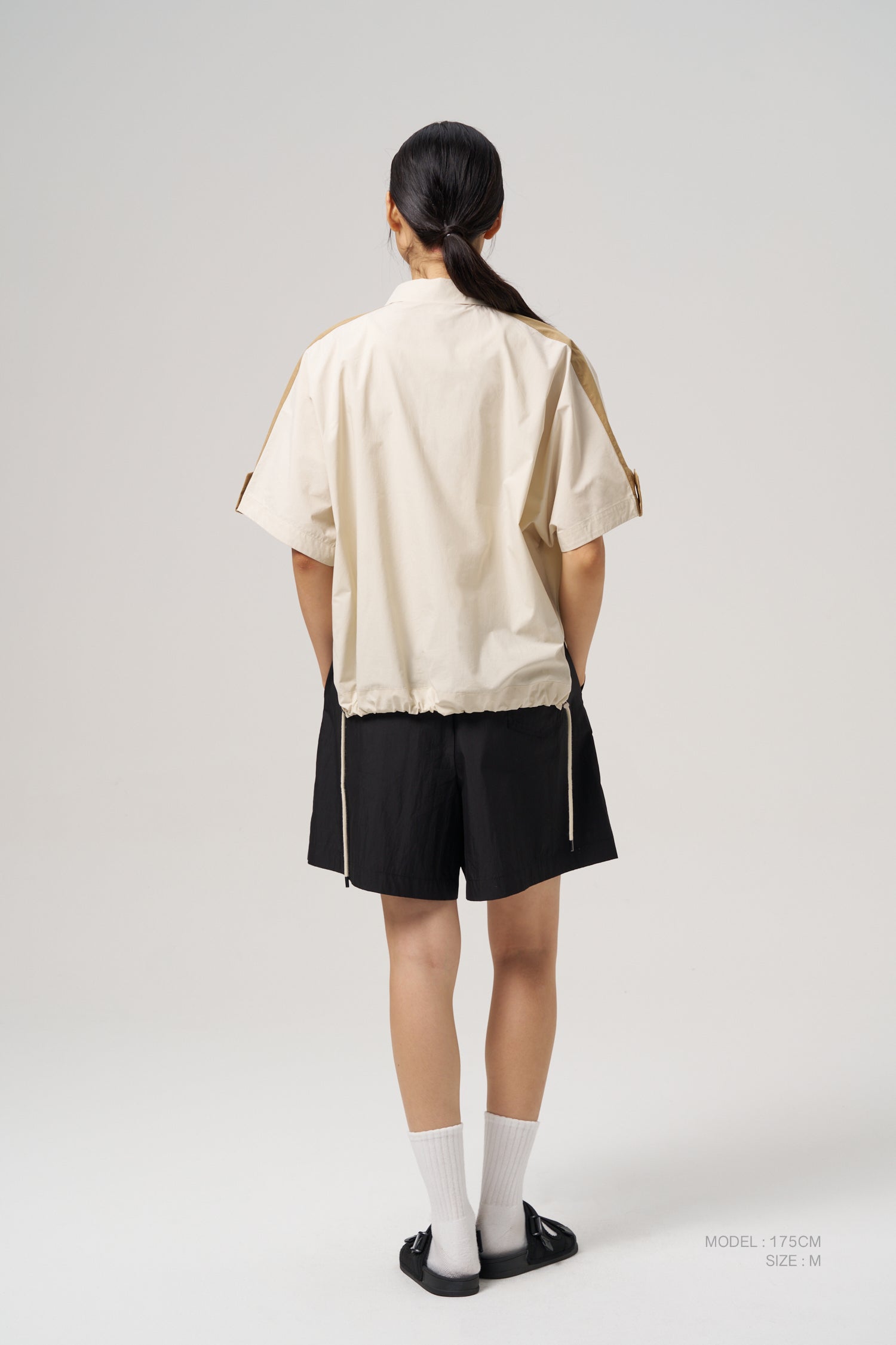 Shoulder Contrast Blouse - Sand