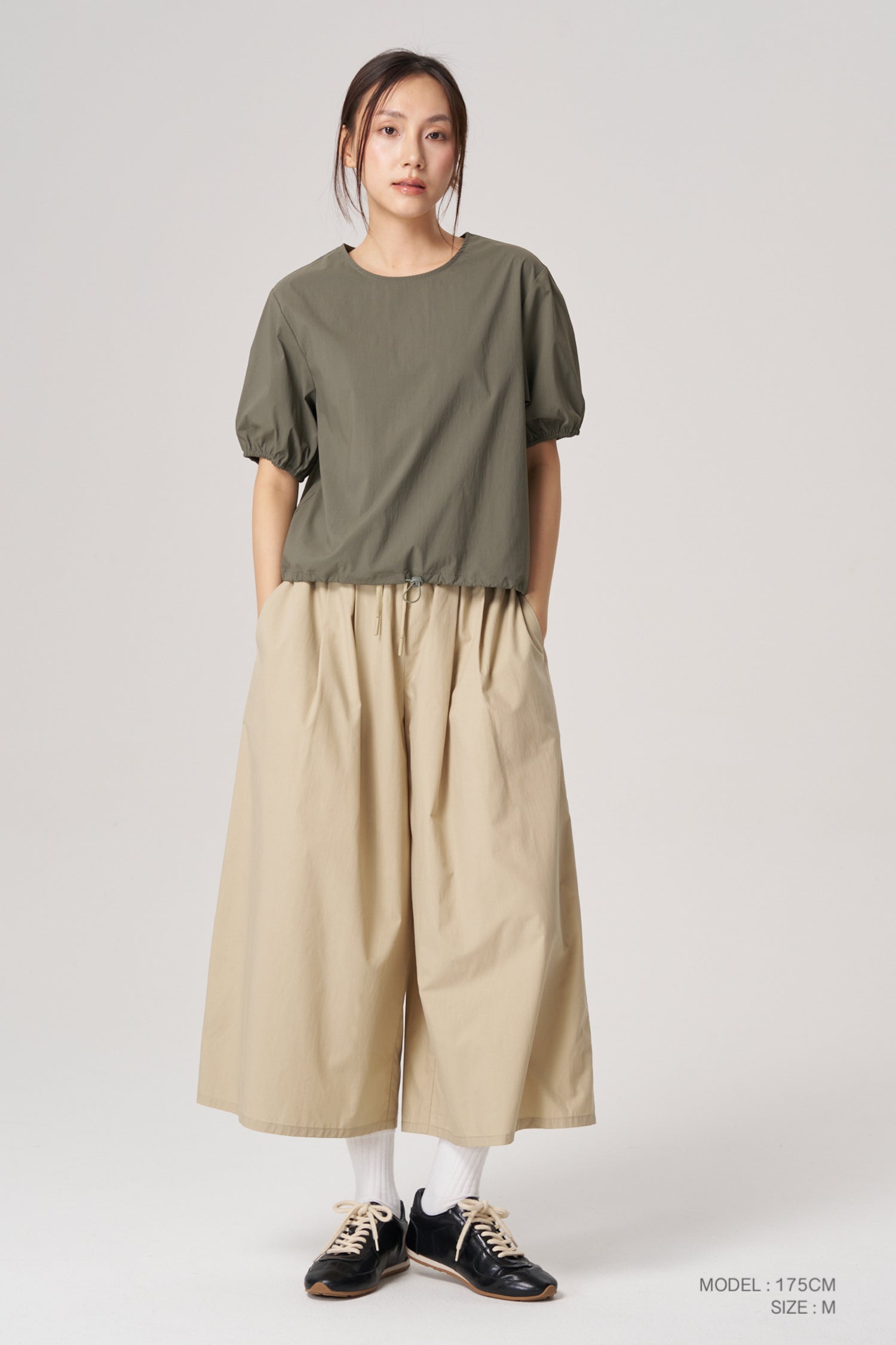 Drawcord Bubble Top - Army Green