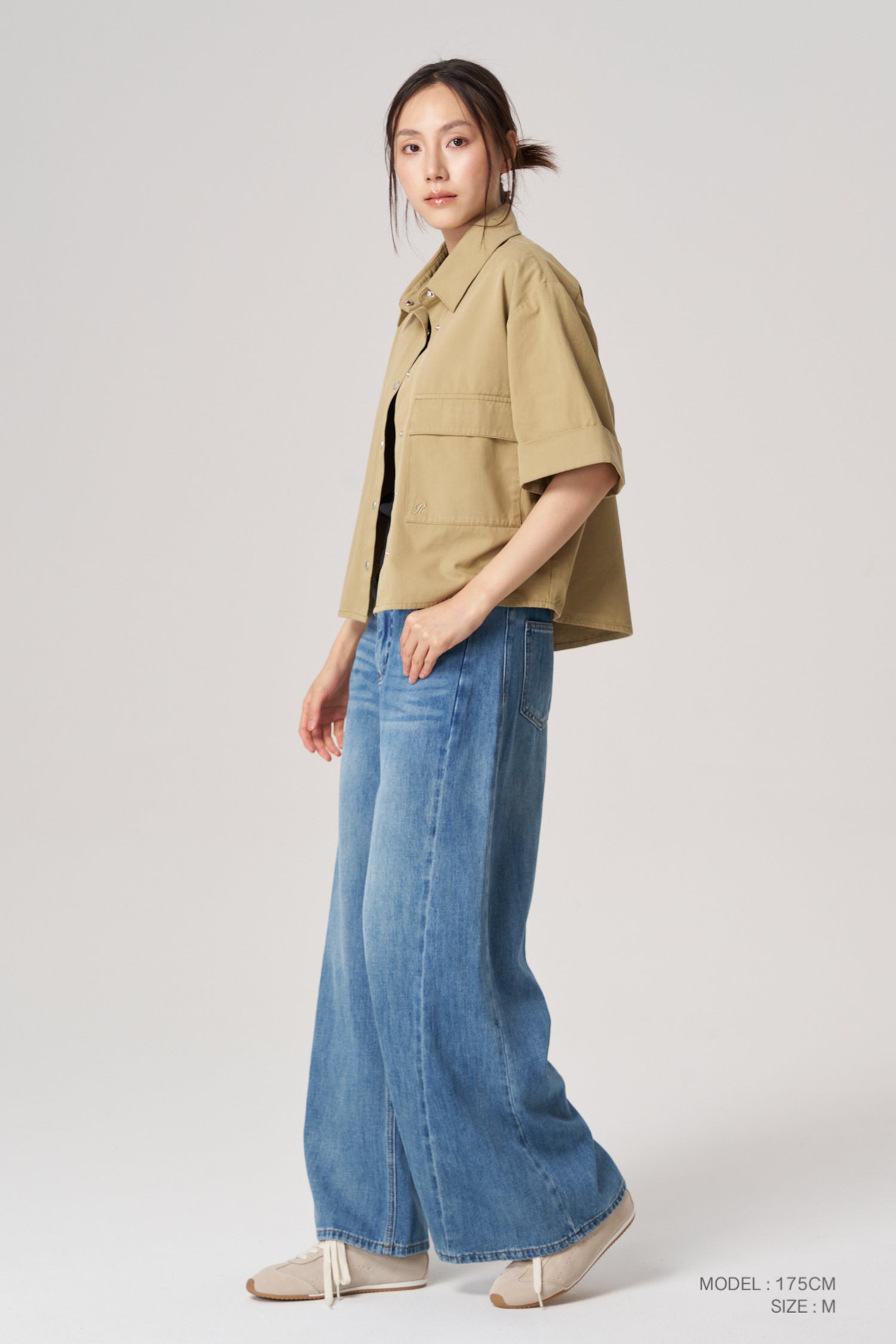 Snap Button Blouse - Khaki