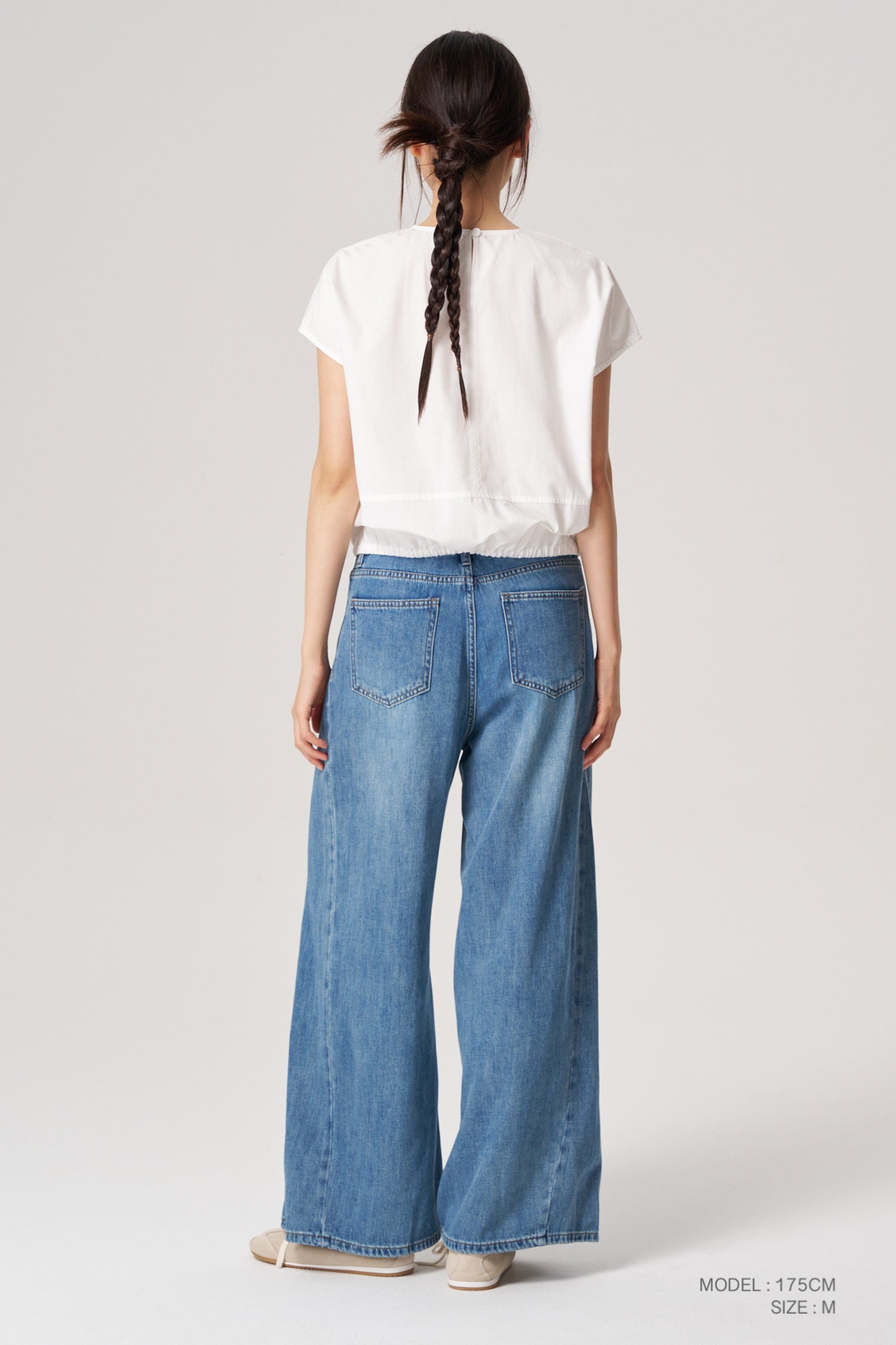 Drawcord Hem Blouse - Cream