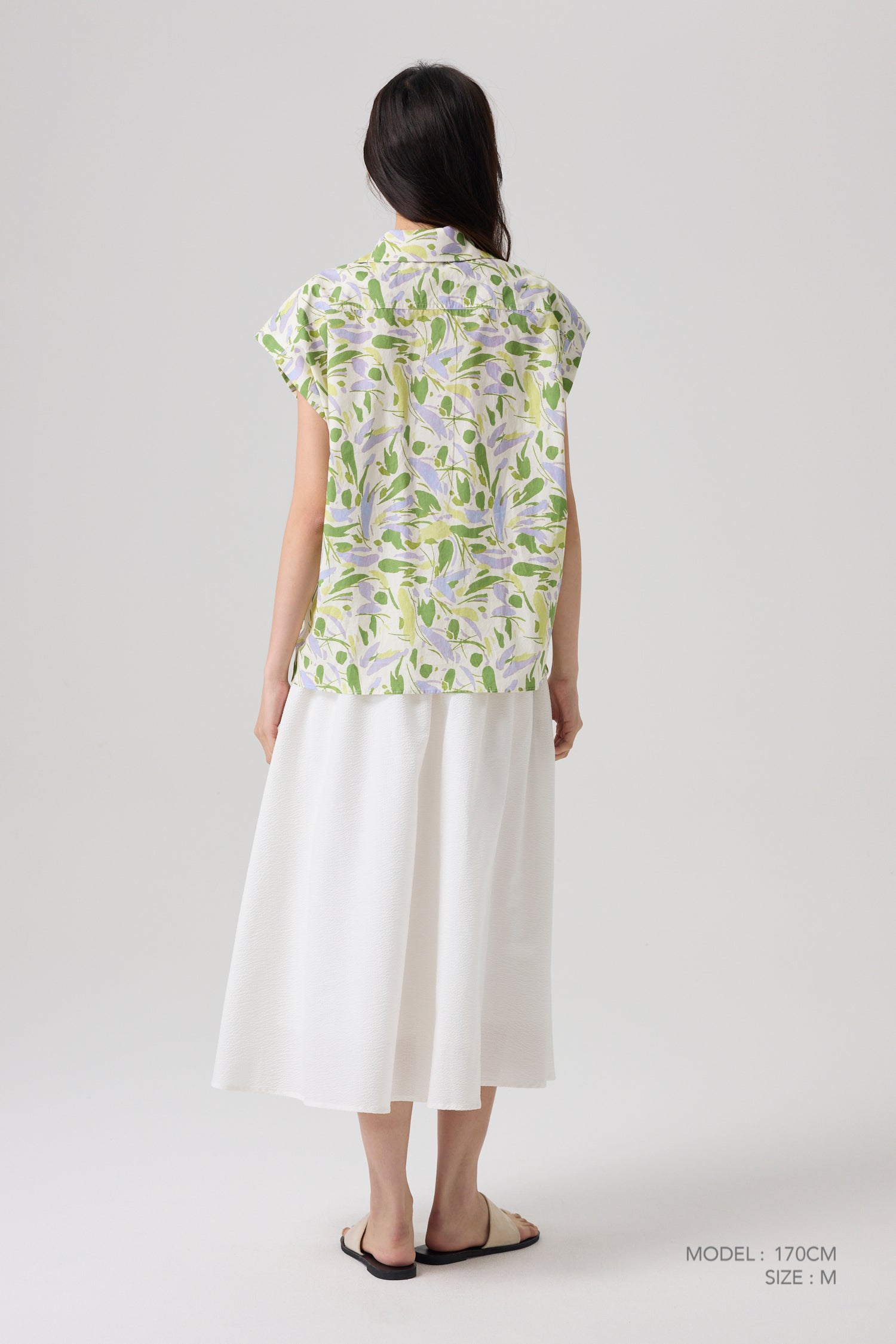Floral Sleeveless Blouse - Lime Floral