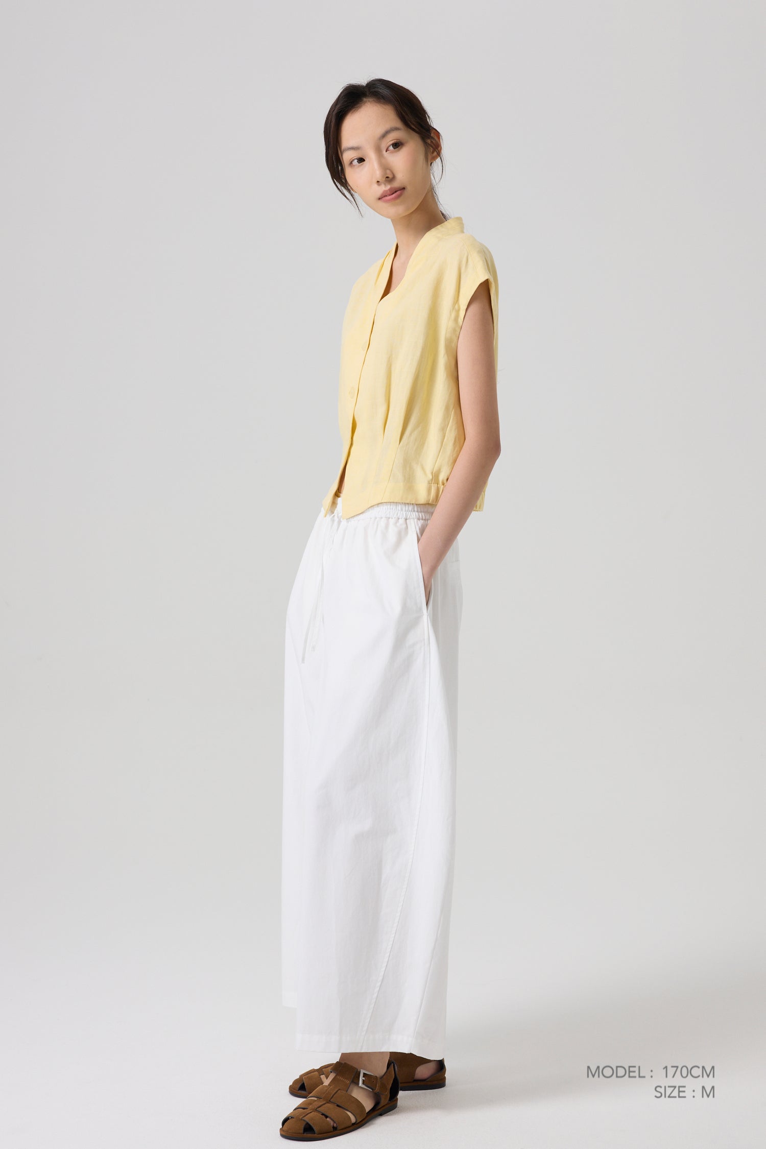 Front Button Vest - Canary