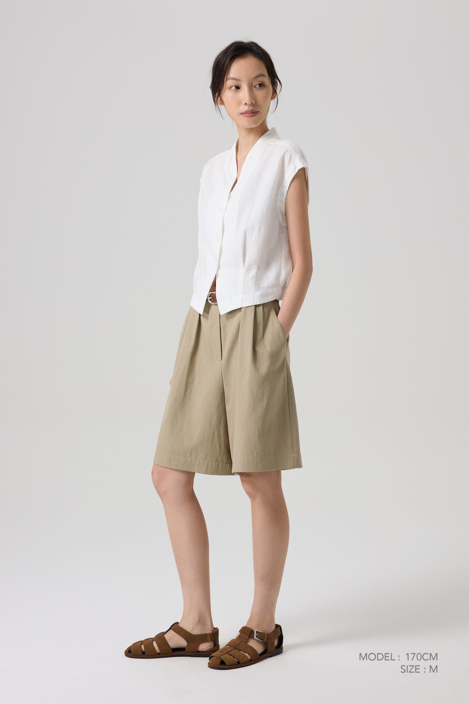 Front Button Vest - Cream