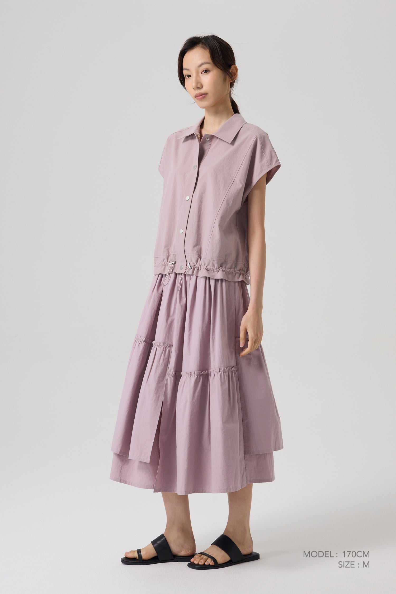 Drawcord Blouse - Dusk Pink
