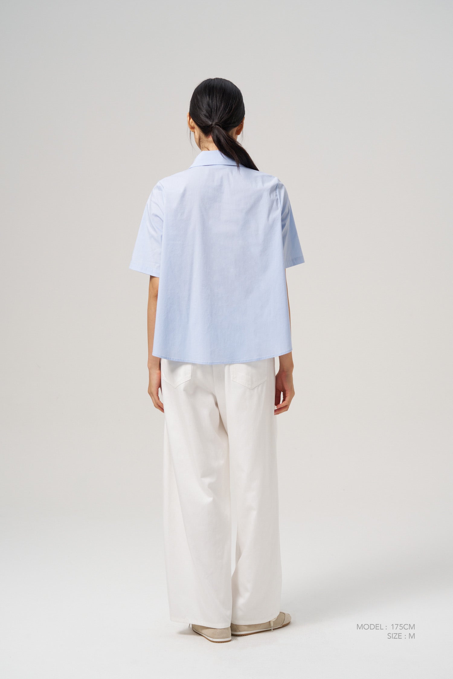 Half Placket Blouse - Sky Blue