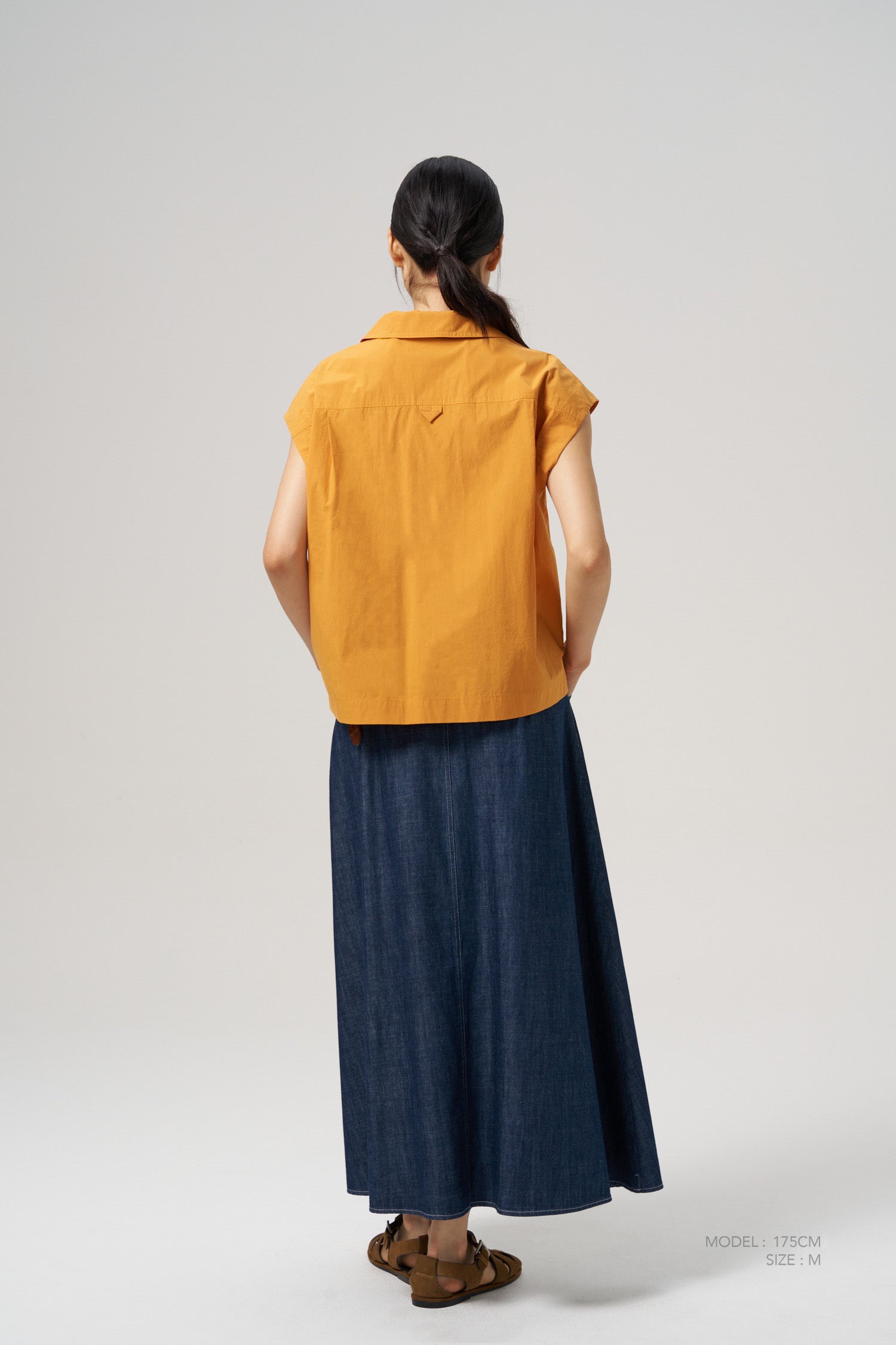 Foldover Collar Blouse - Pumpkin