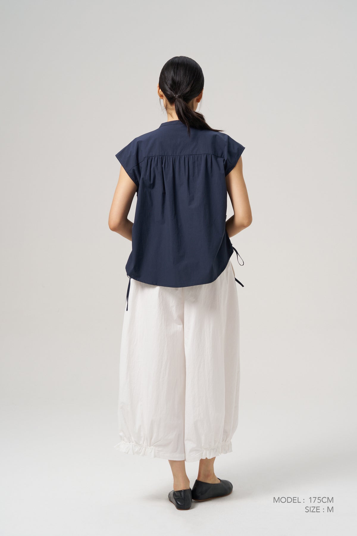 Drawstring Blouse - Navy