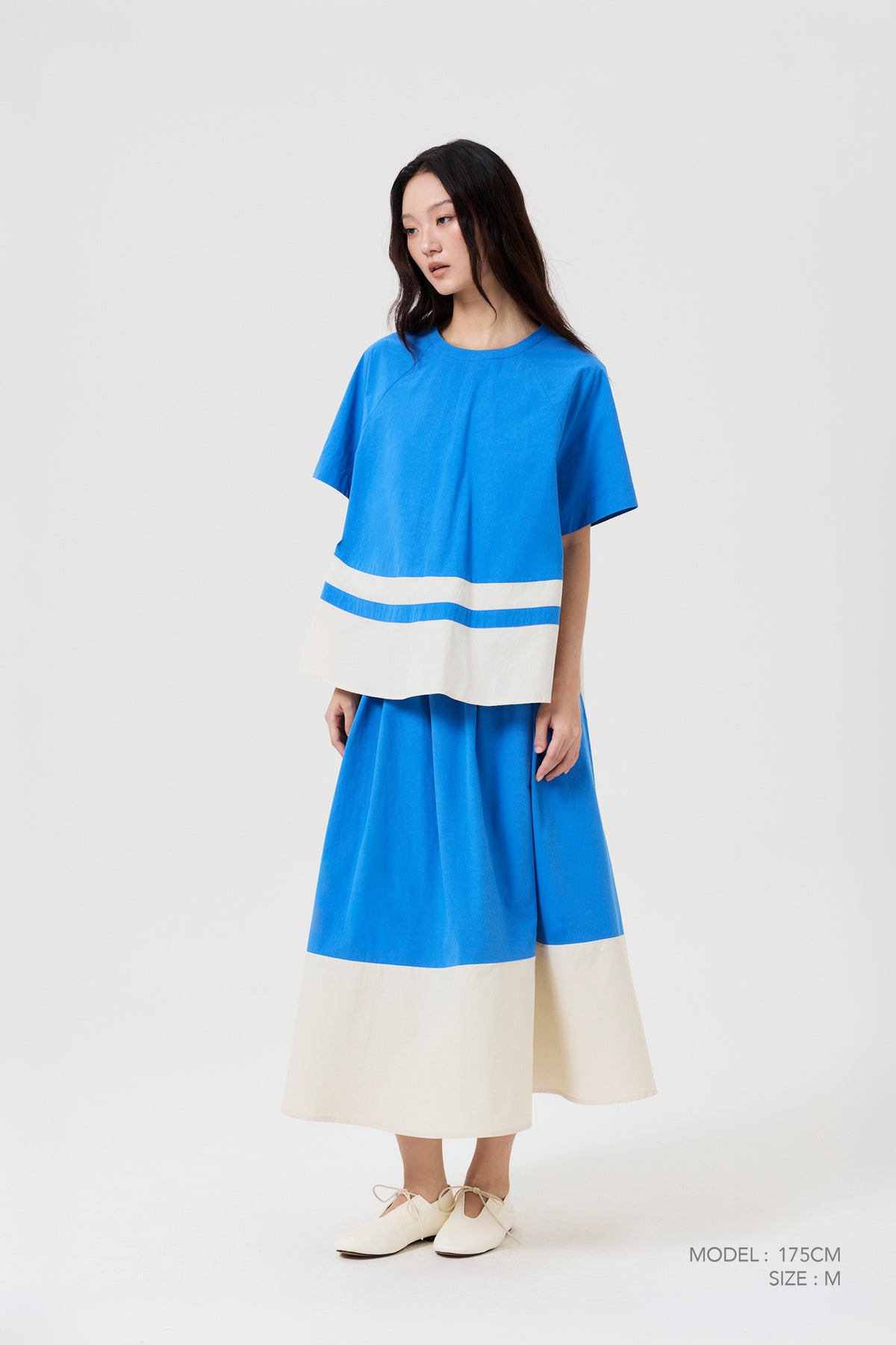 Raglan Colourblock Blouse - Cobalt